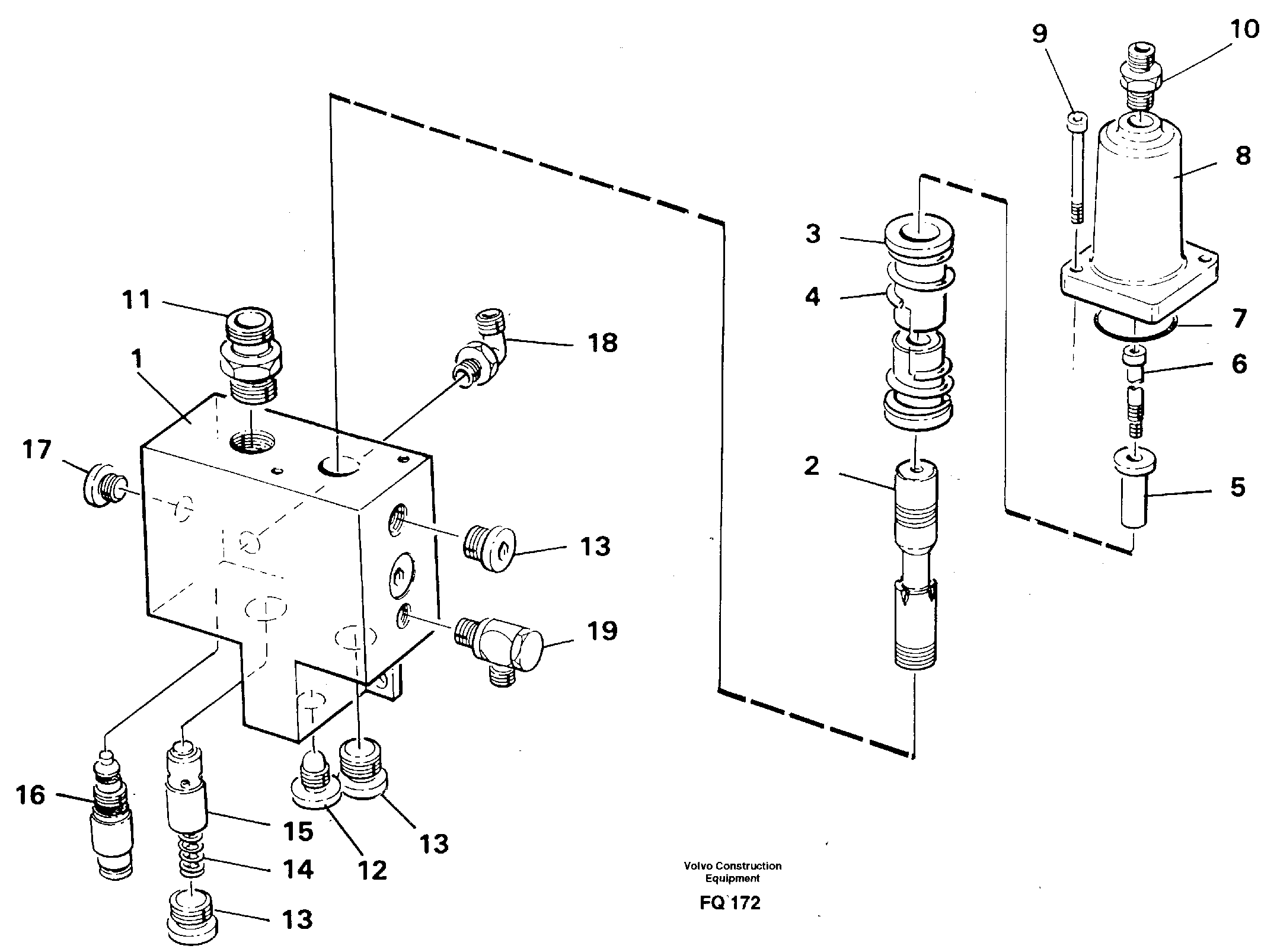 Hose rupture valve, boom cylinder — volvo parts diagram