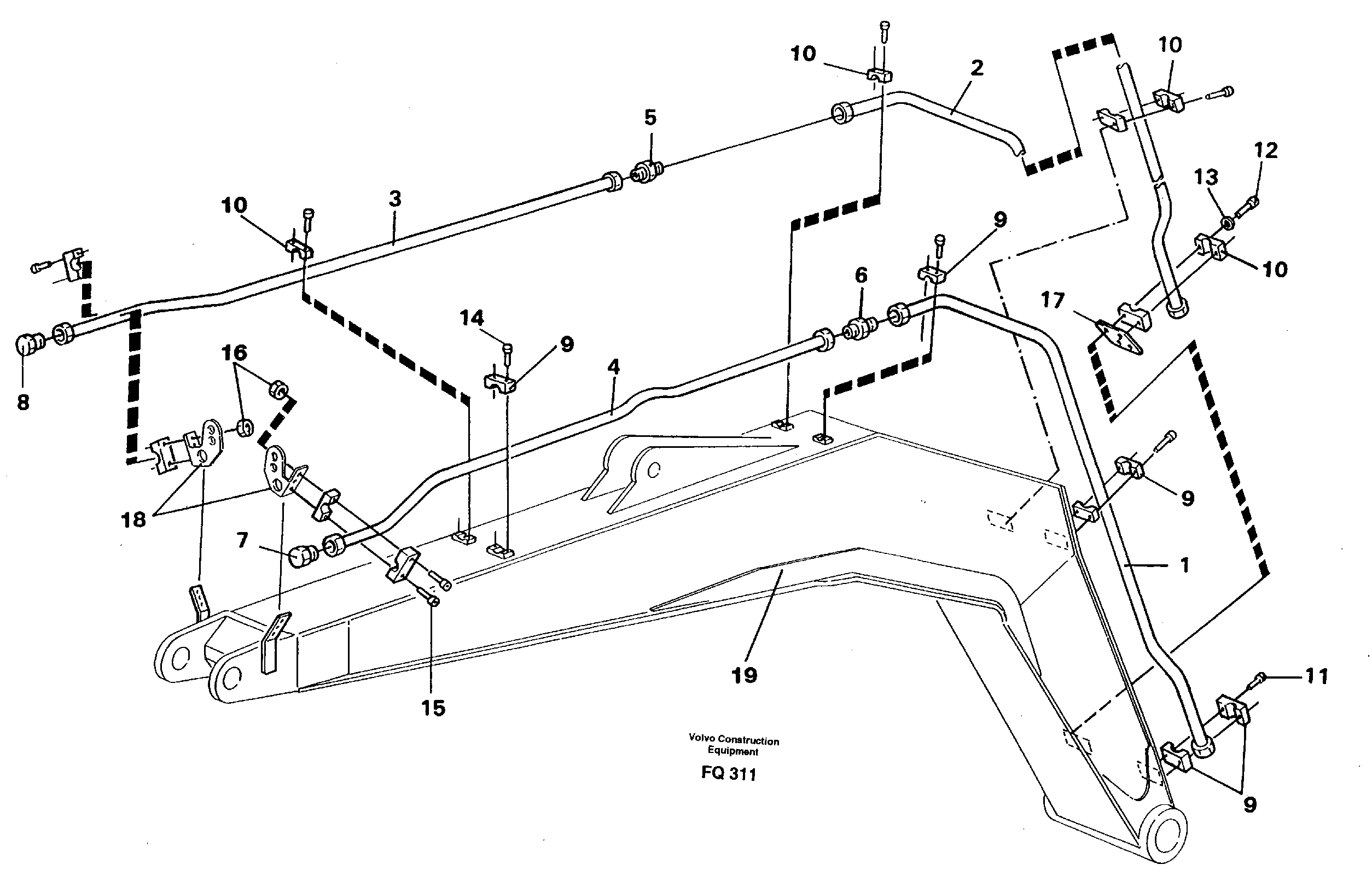 Hammer equipment on boom  14253360 — volvo parts diagram
