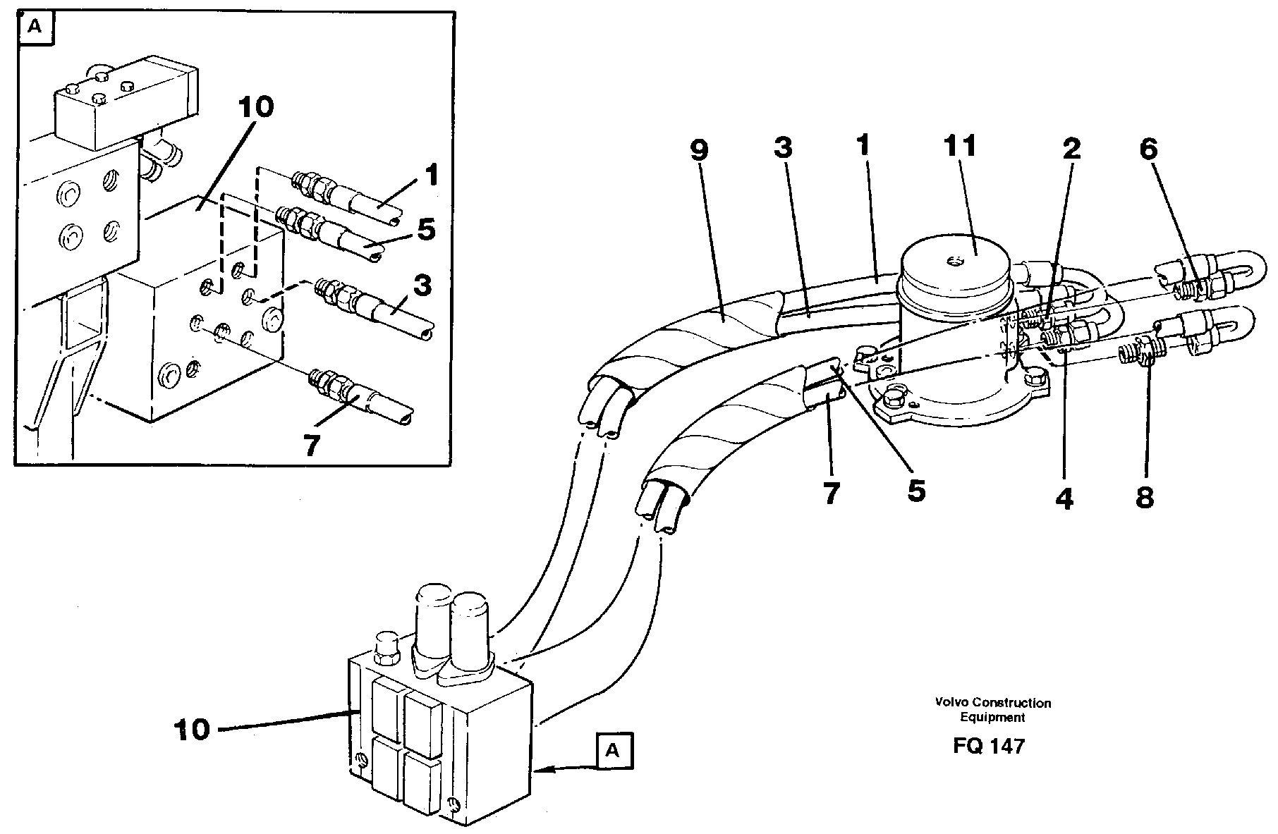 Hydraulic system, transport in uppercarrige — volvo parts diagram