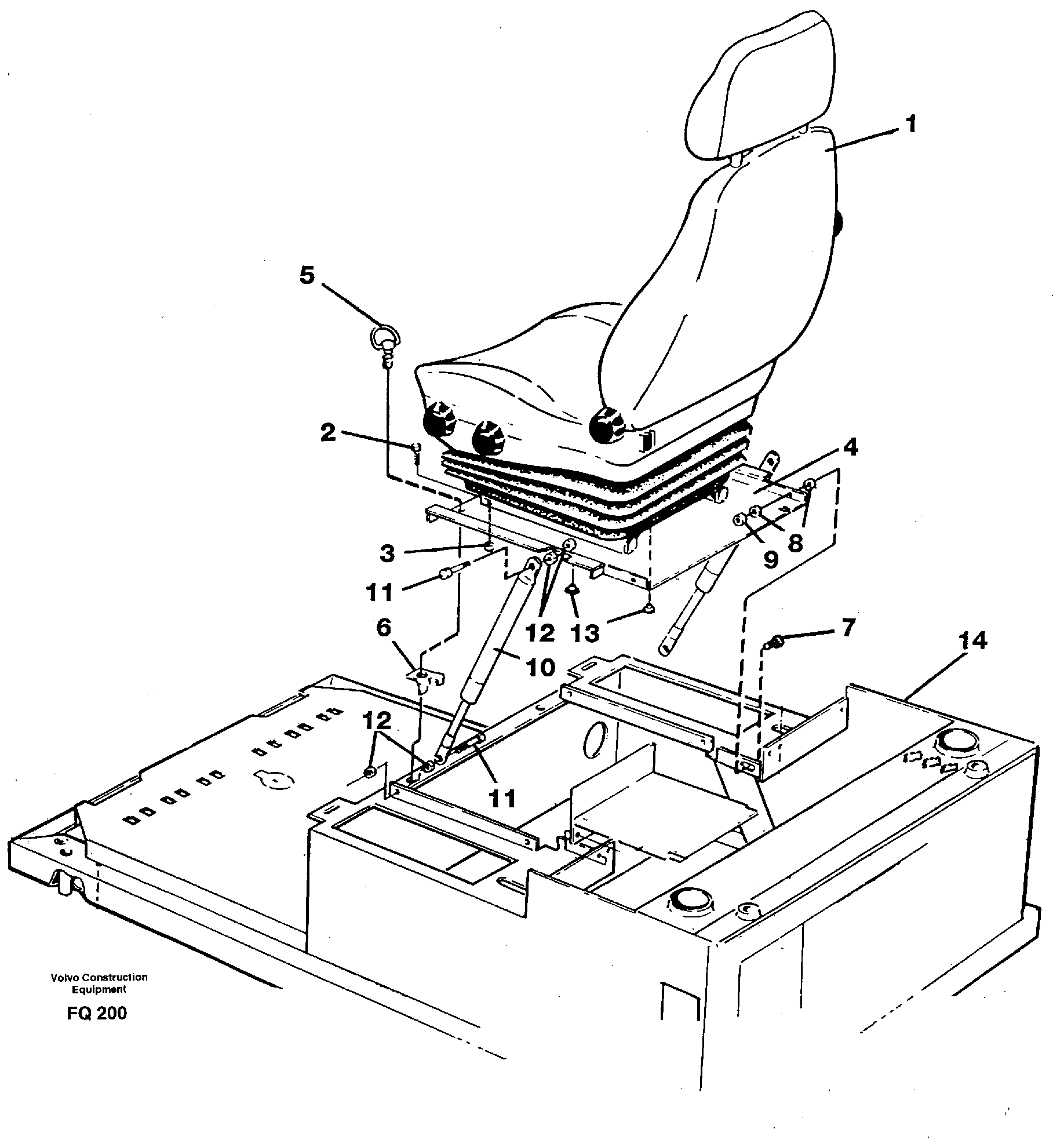Operator seat with fitting parts — volvo parts diagram
