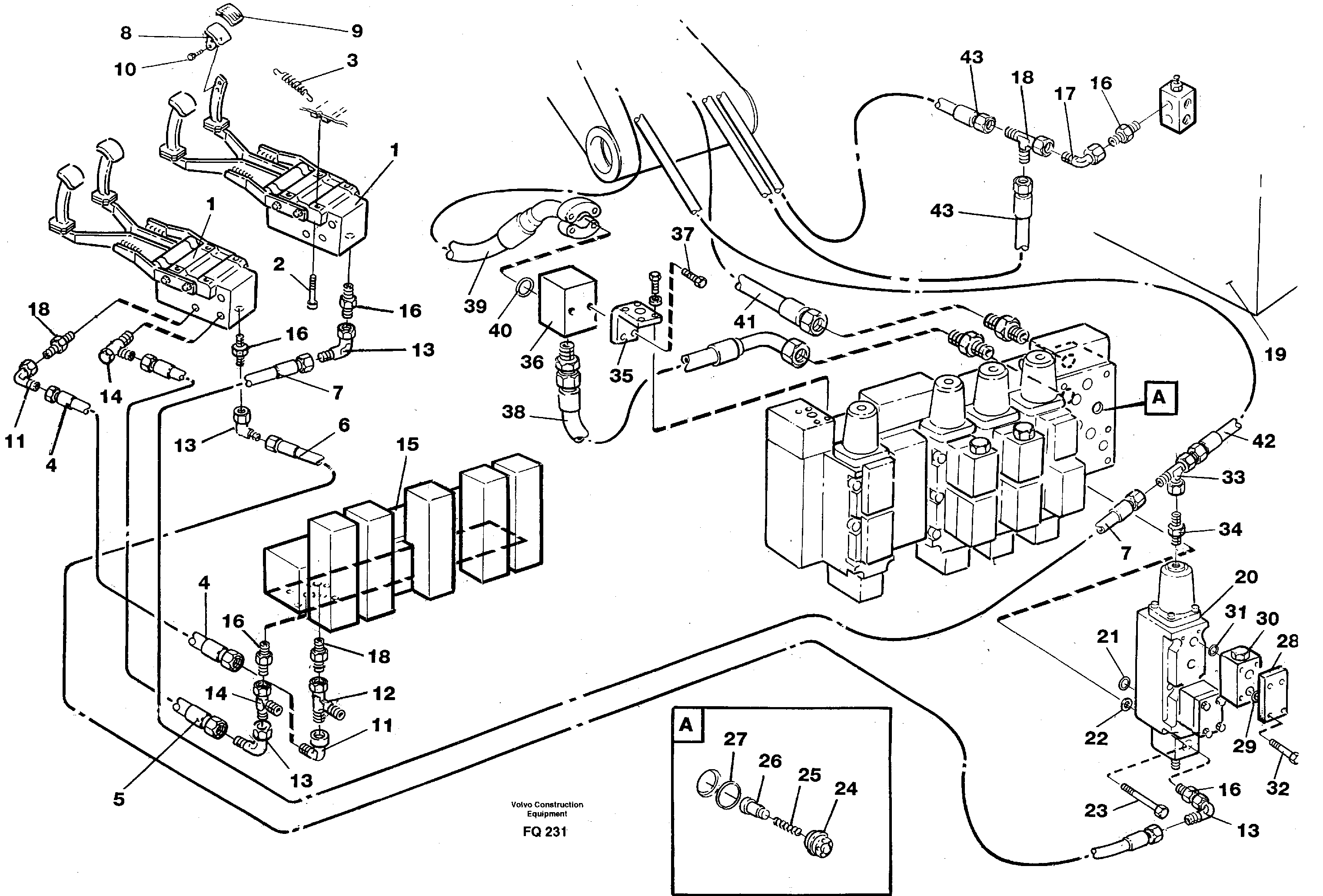 Hydraulic system, adjustable boom — volvo parts diagram