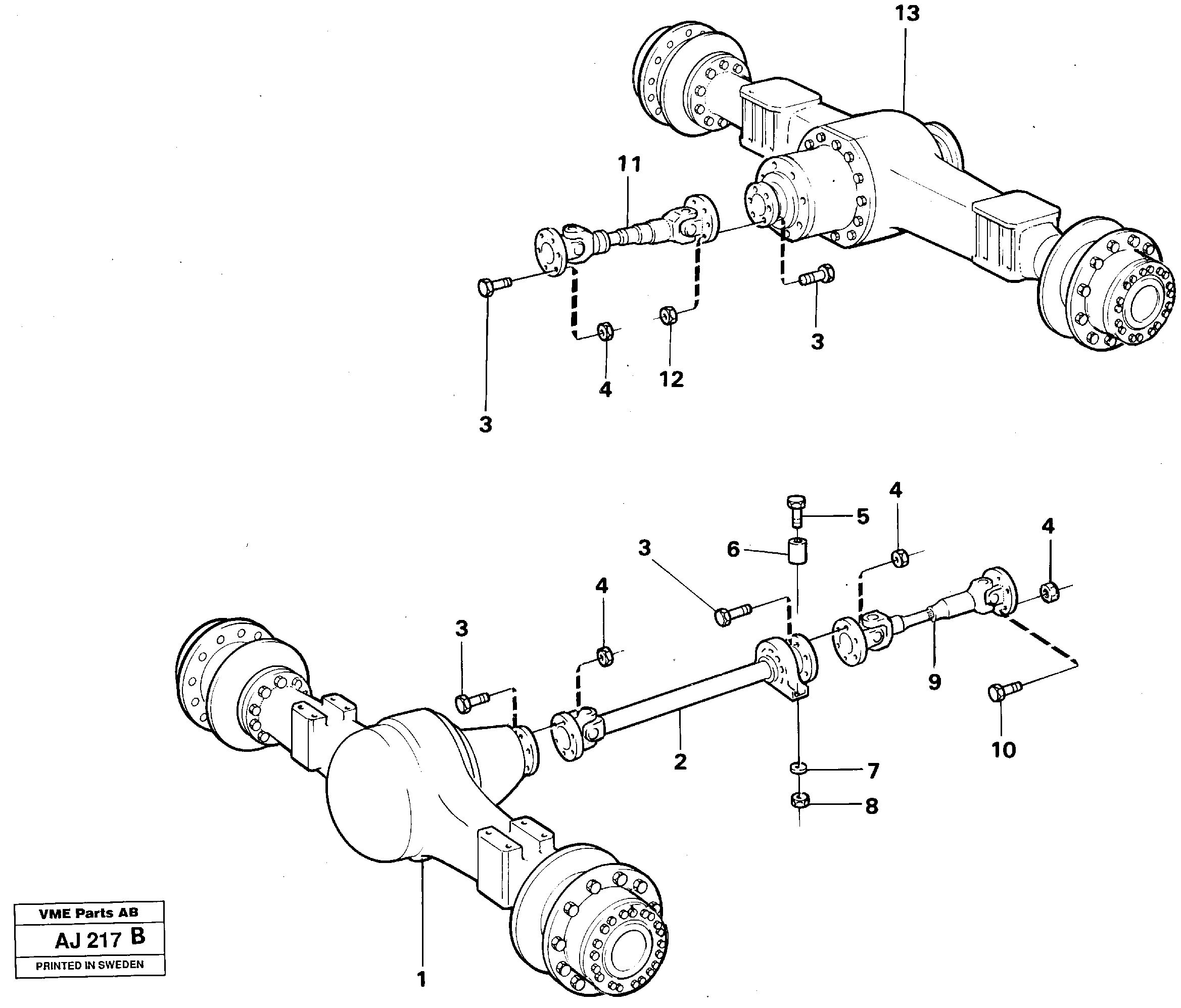 Propeller shafts with fitting parts — volvo parts diagram