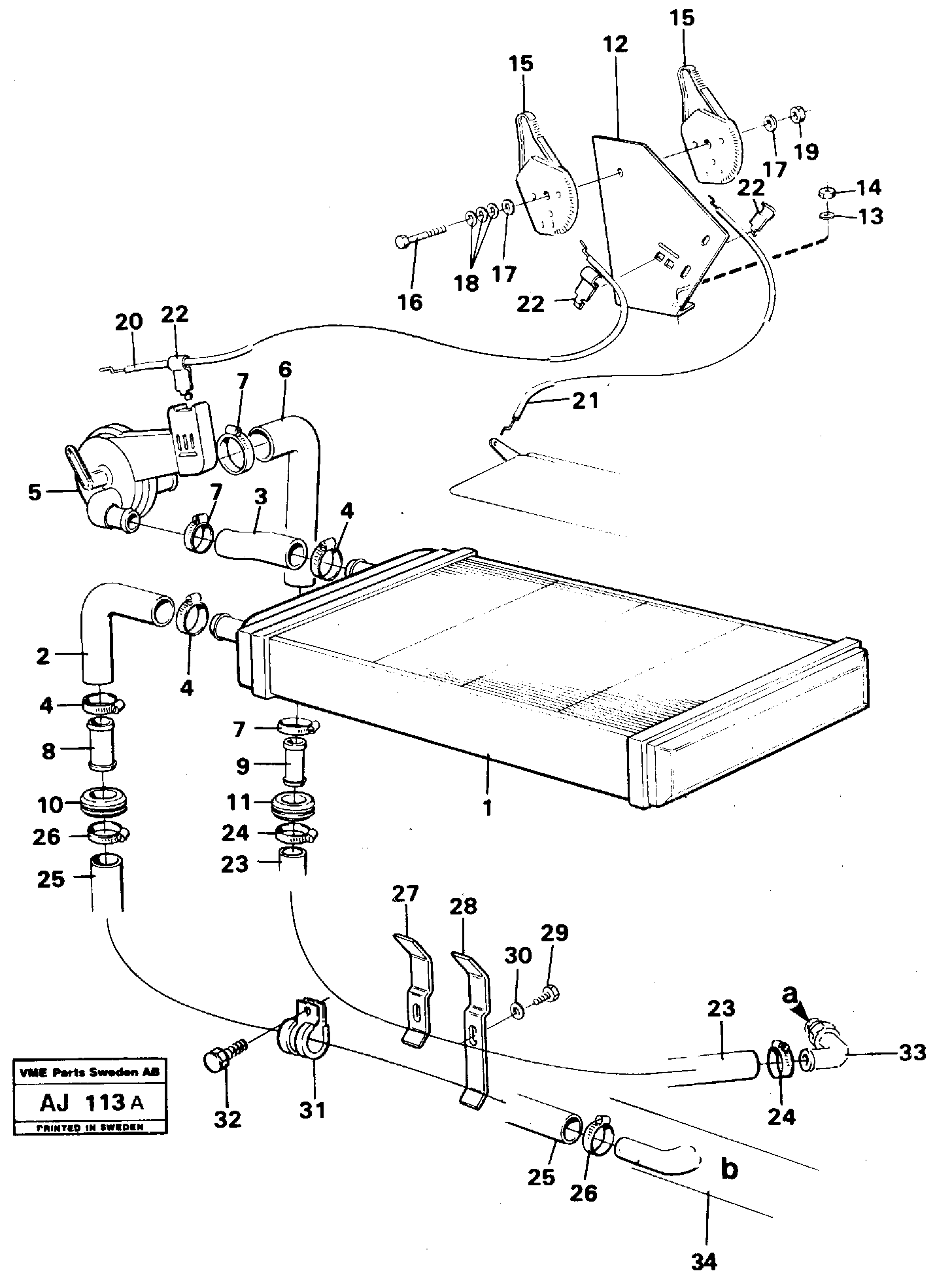 Radiator and control — volvo parts diagram
