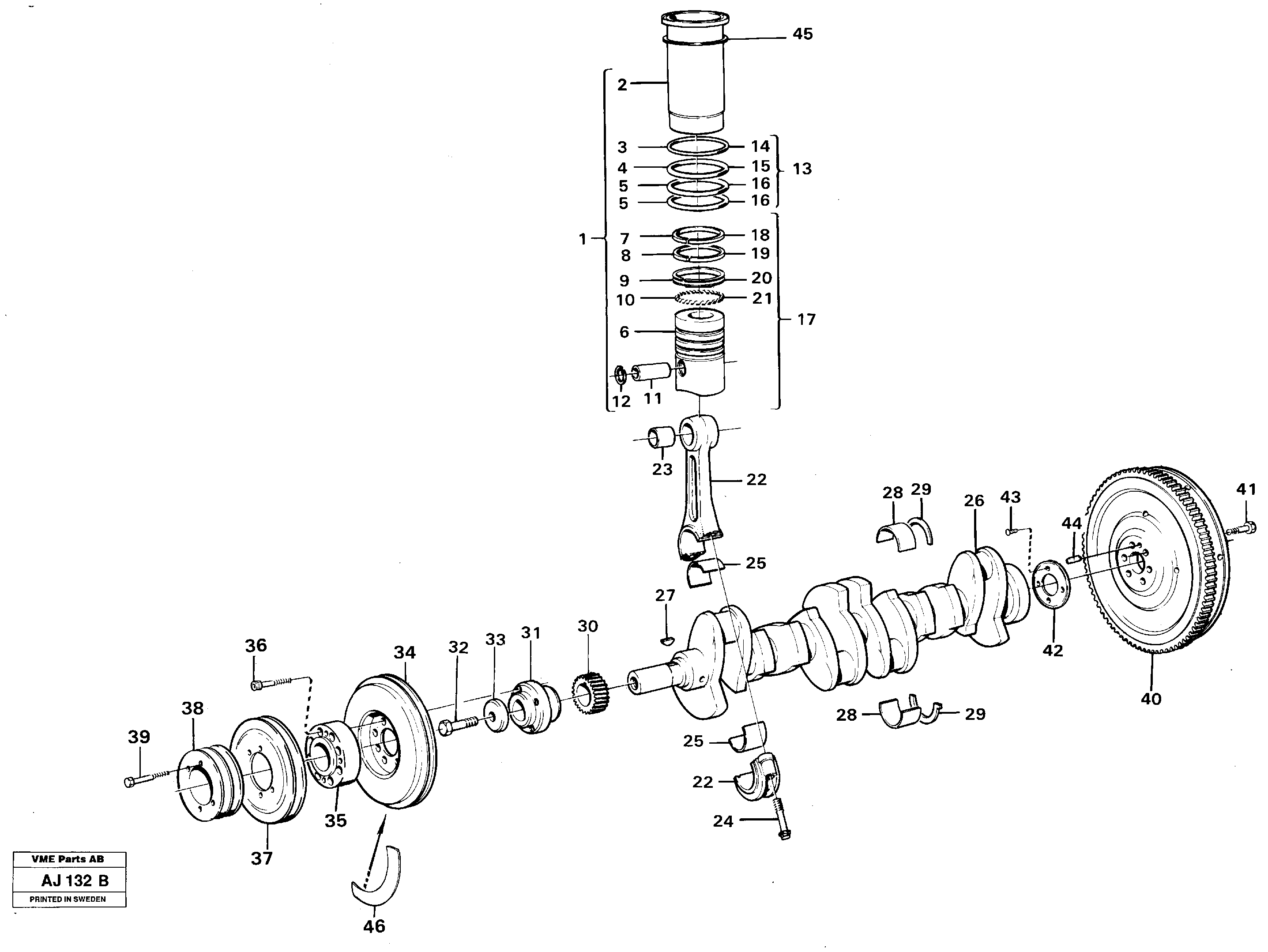 Crankshaft and related parts — volvo parts diagram