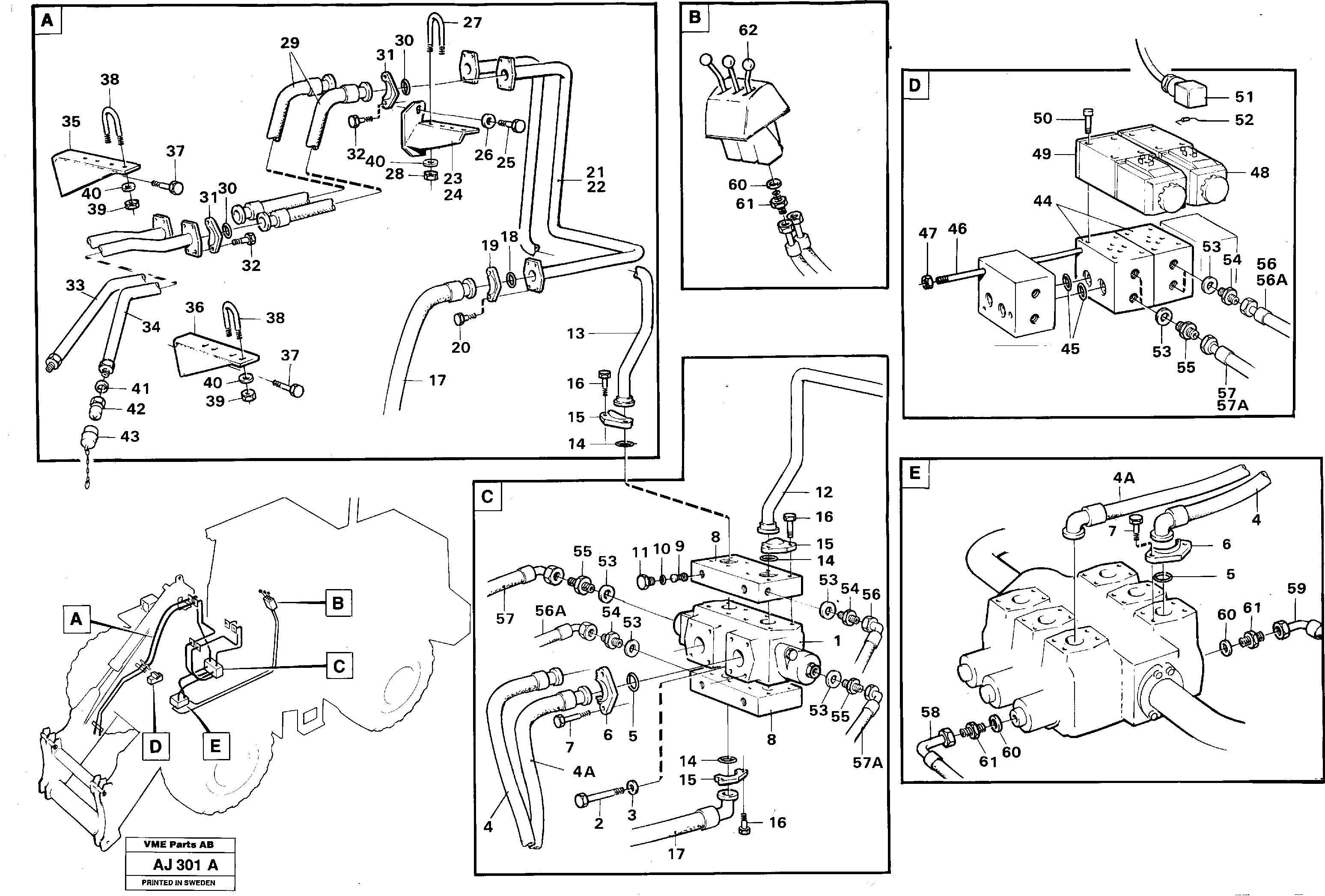 Extra hydraulic equipment3rd and 4th function  91980 — volvo parts diagram