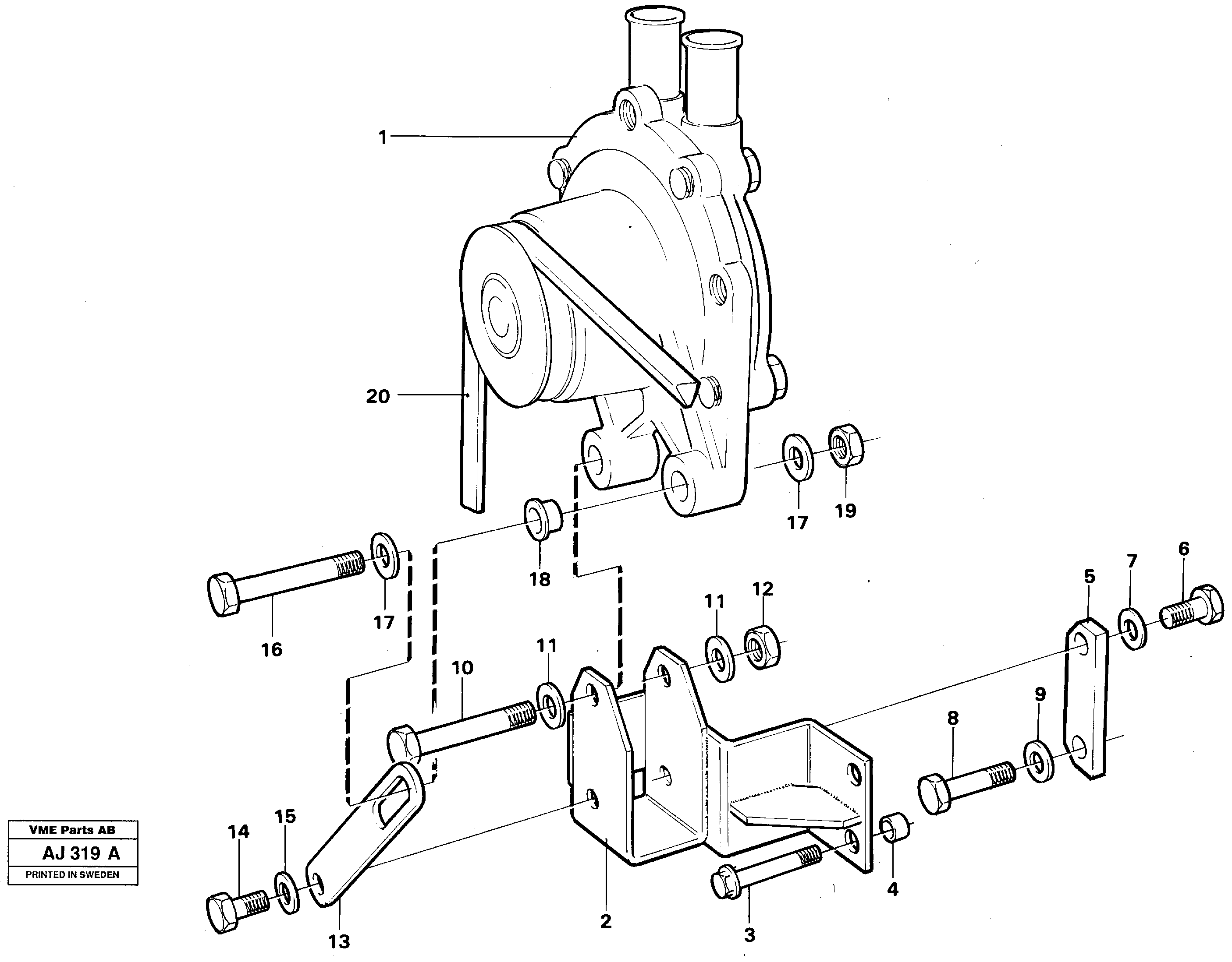 Waterpump, assembly  TD 73KBE, 92005. ENG - 62890 — volvo parts diagram