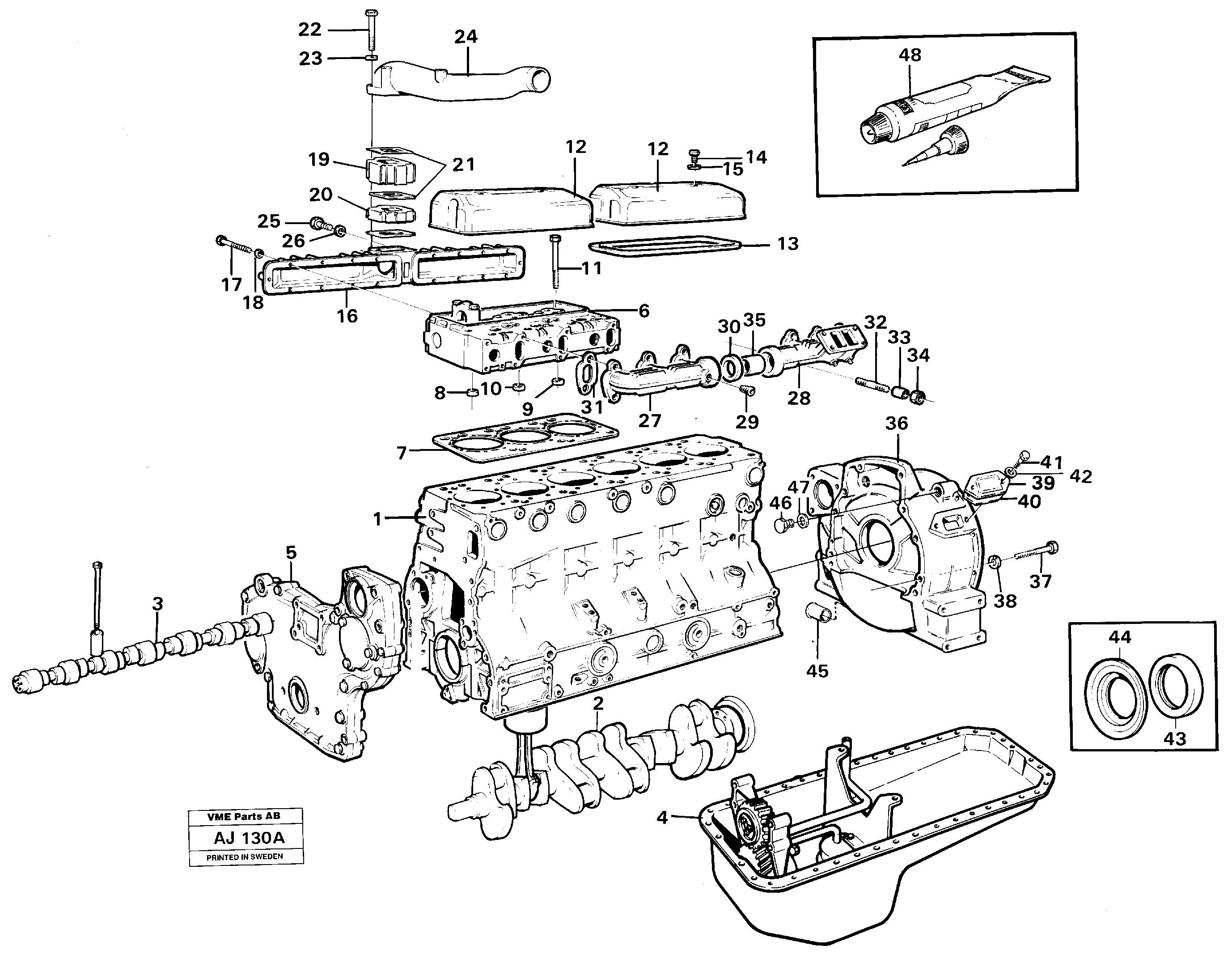 Engine with fitting parts — volvo parts diagram