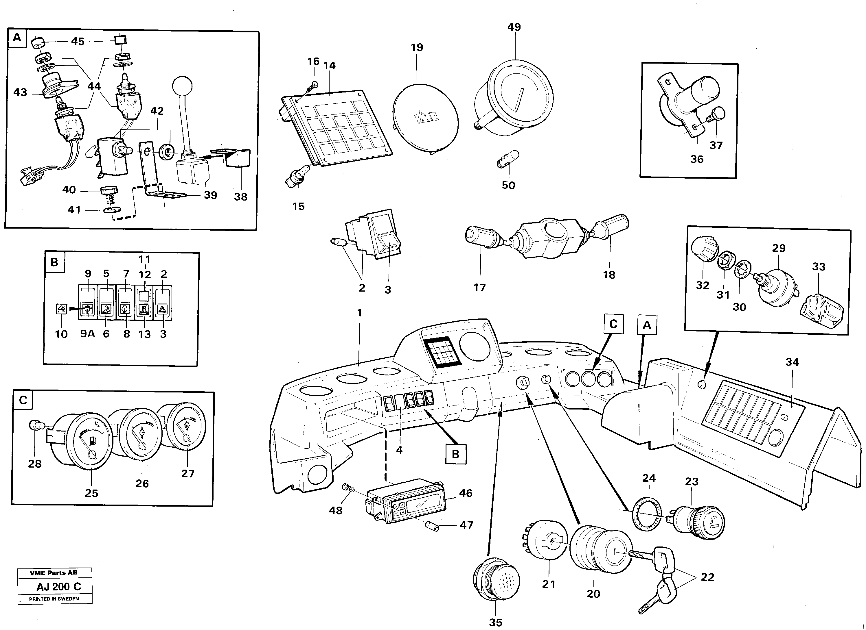 Instruments panel — volvo parts diagram