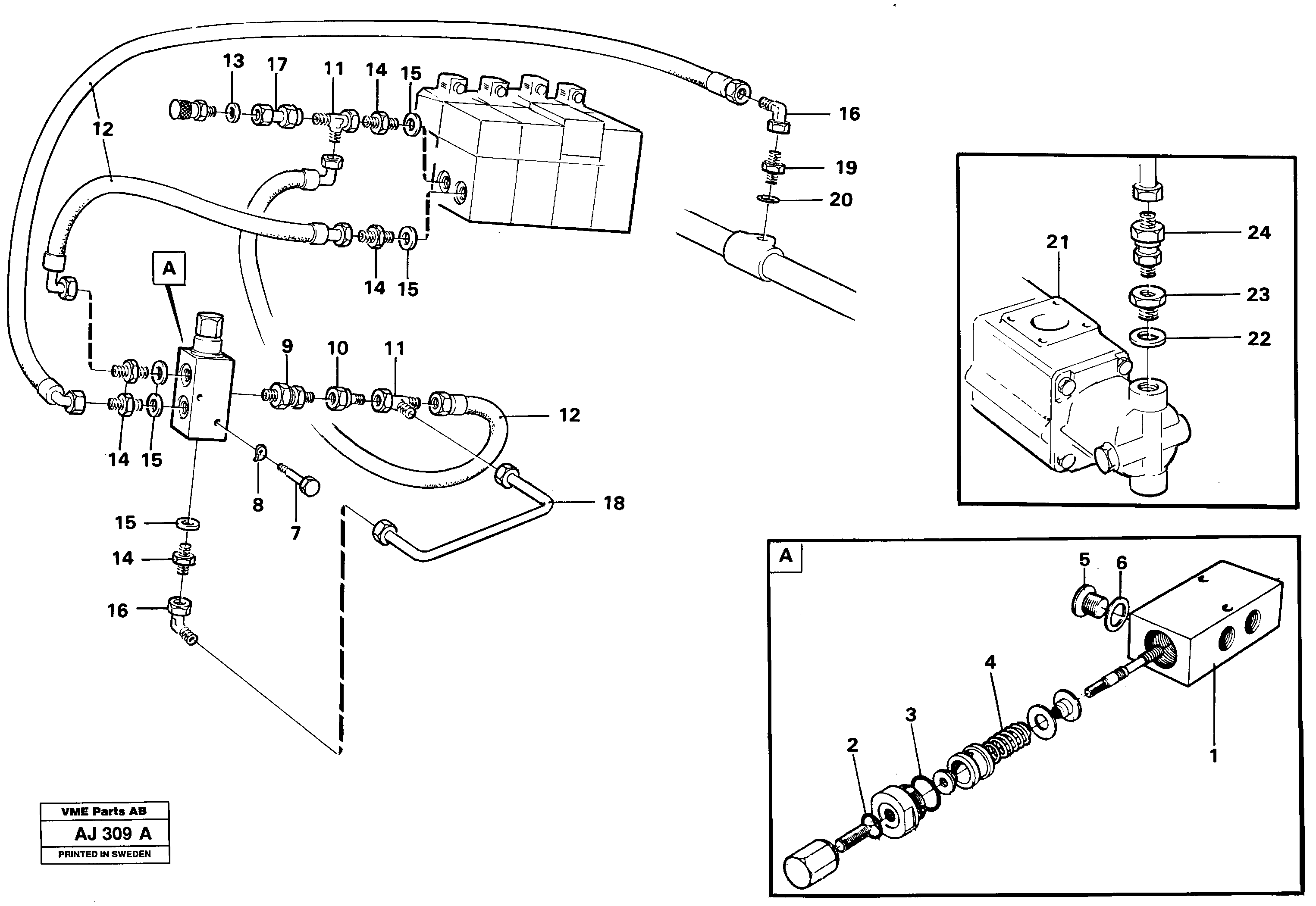 Boom lowering system,  90746 — volvo parts diagram