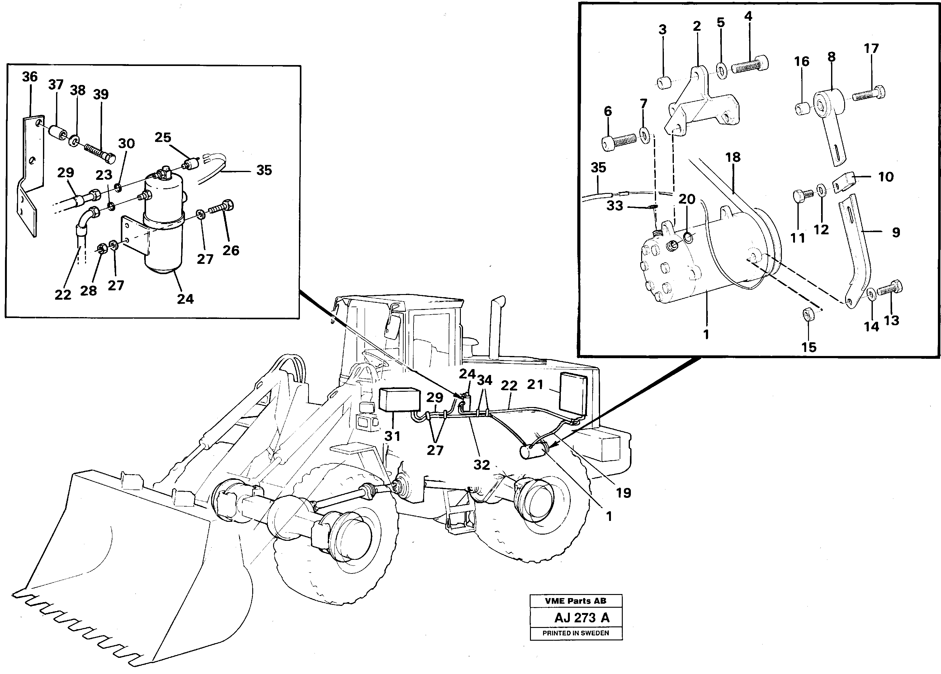 Compressor with fitting parts. Cooling agent R12  91874 — volvo parts diagram