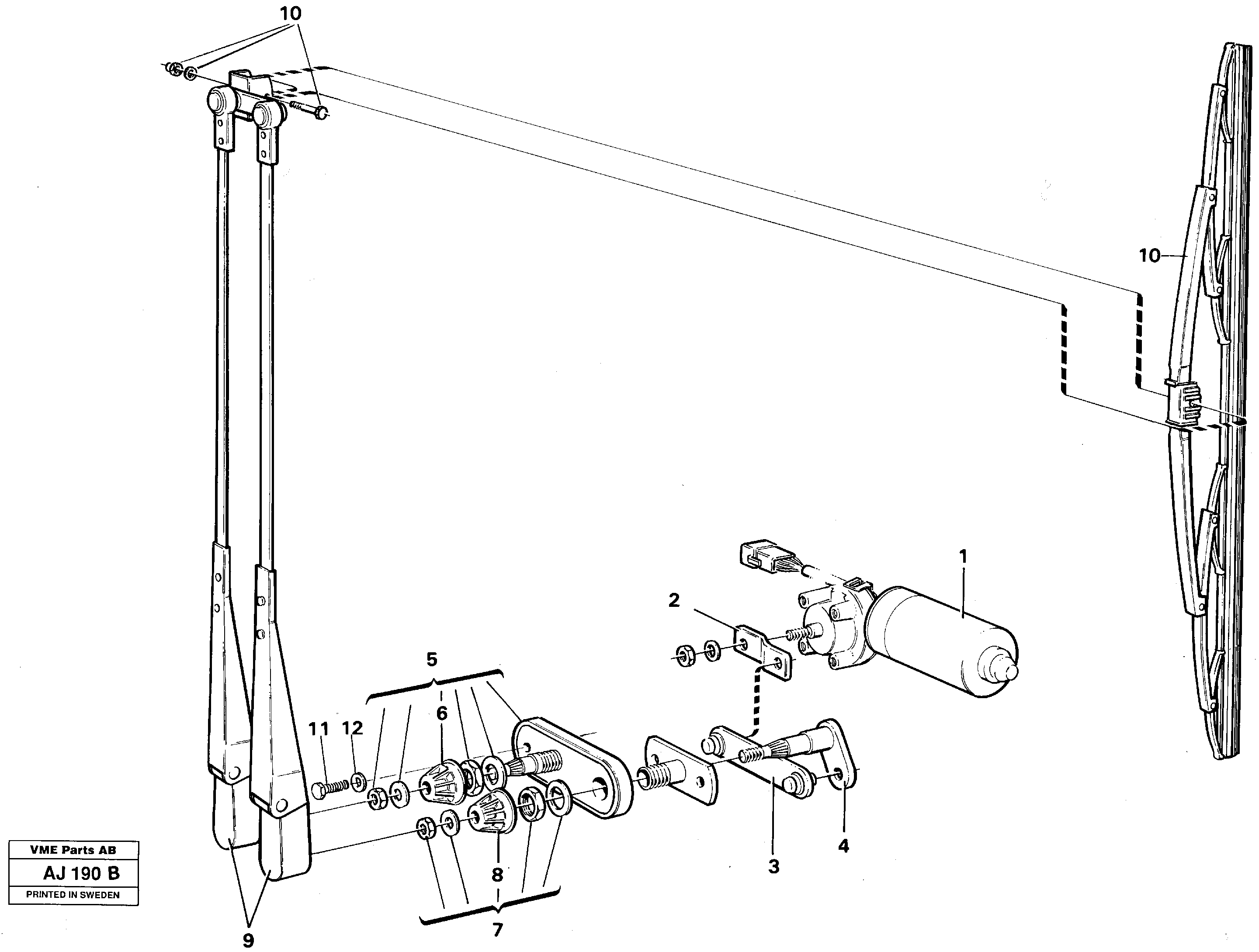 Windshield wiper, front — volvo parts diagram