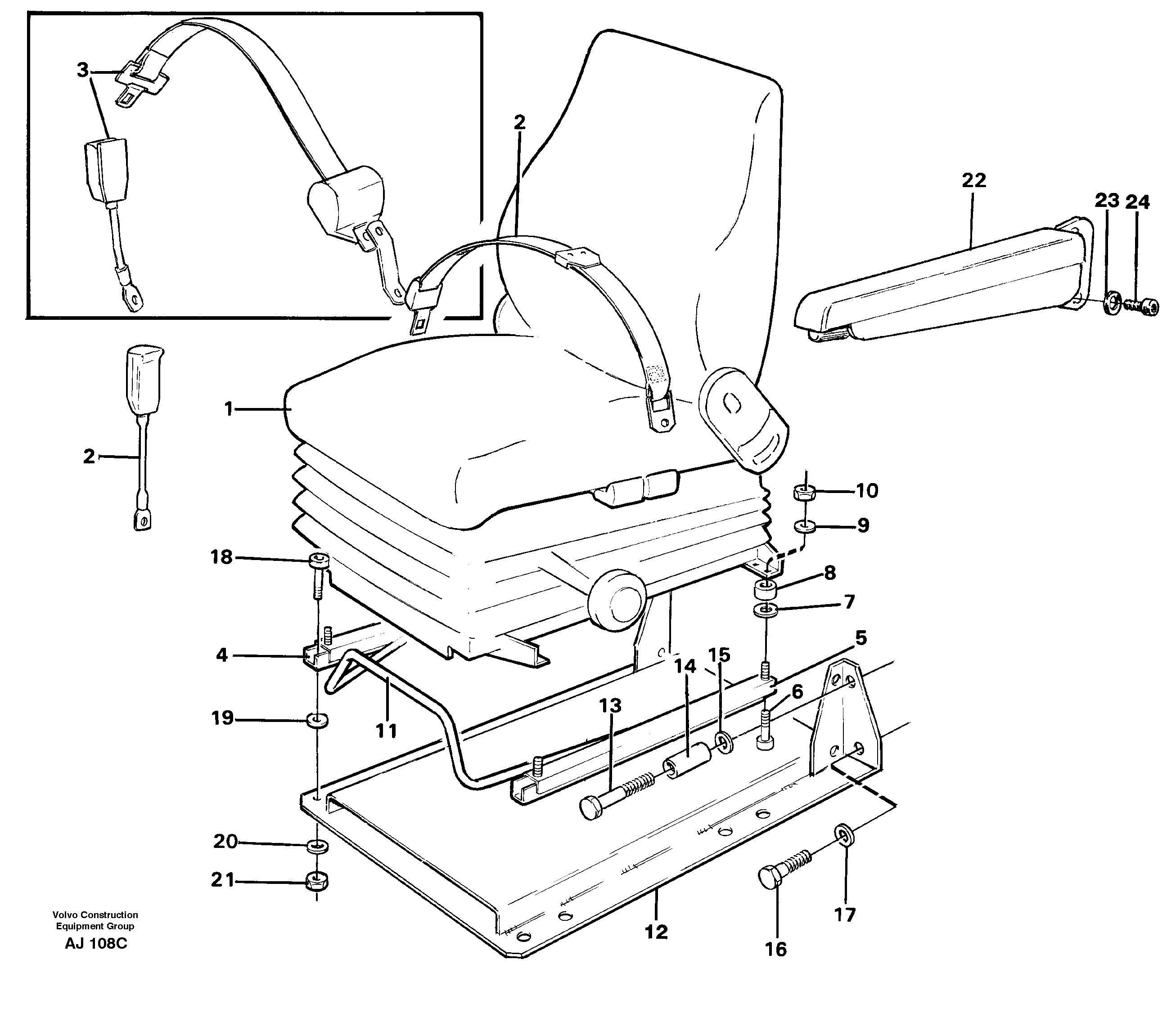 Driver's seat, assembly — volvo parts diagram