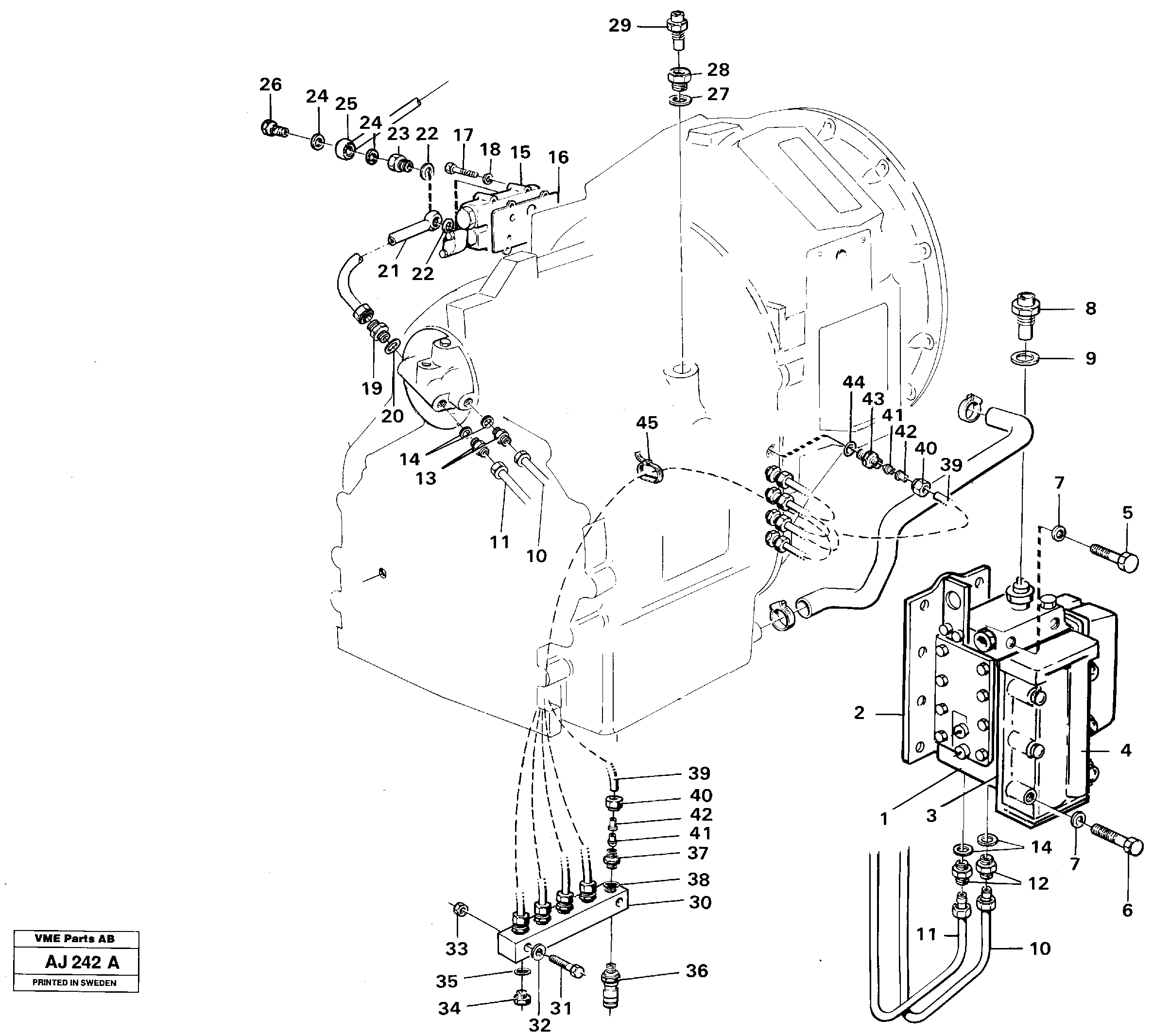 Hydraulic lines and valve — volvo parts diagram