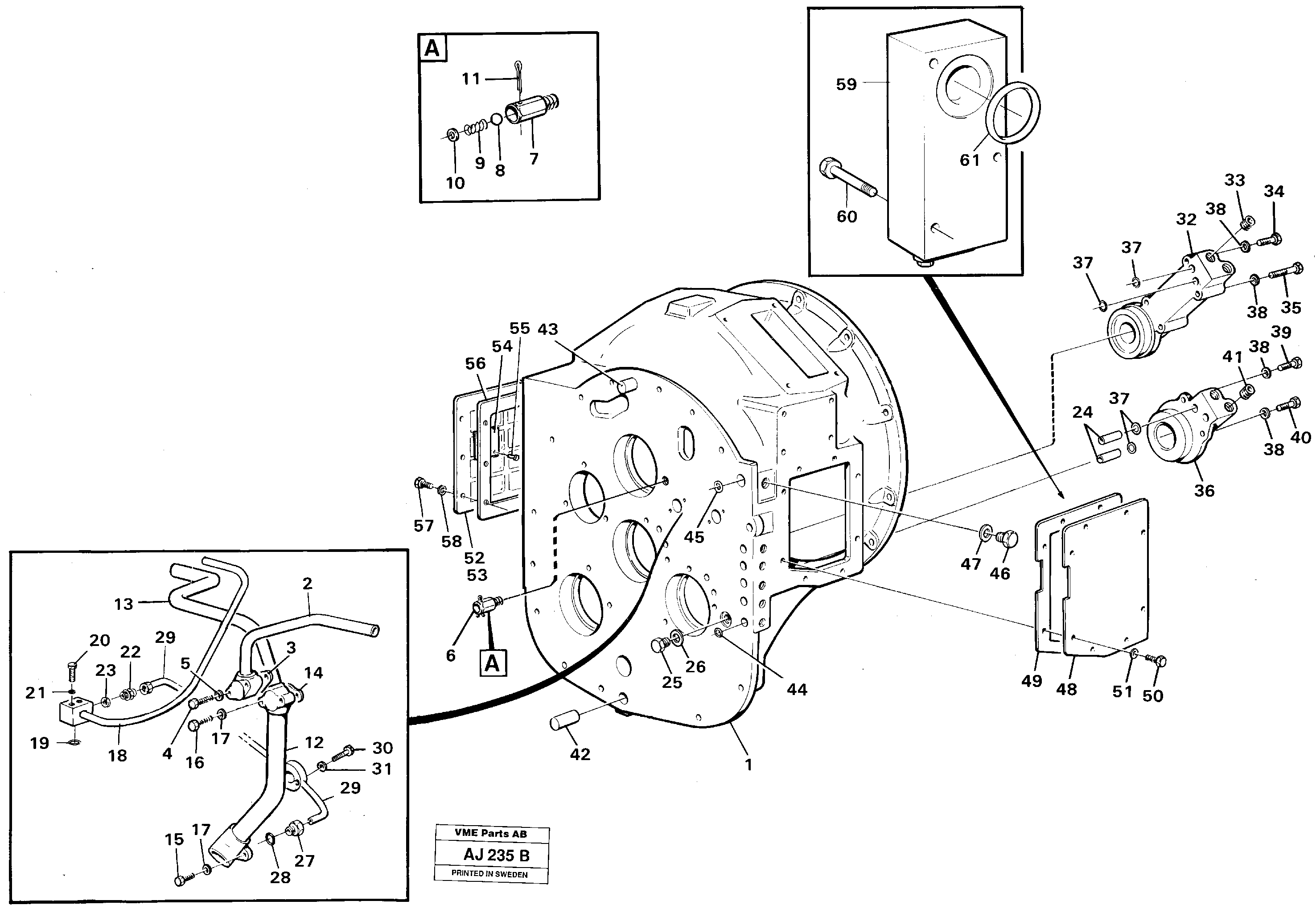 Converter housing with assembly parts — volvo parts diagram