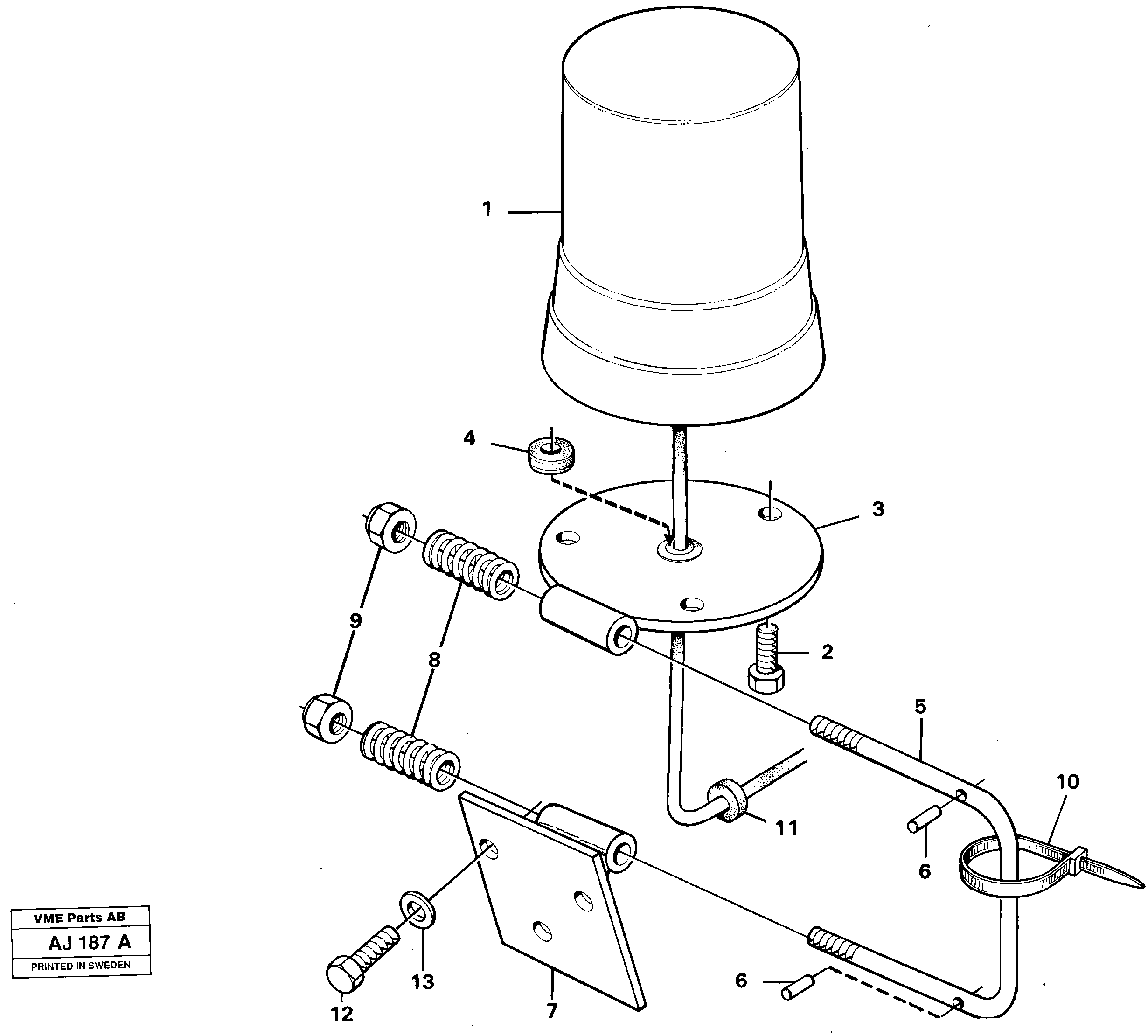 Rotating beacon  91896 — volvo parts diagram