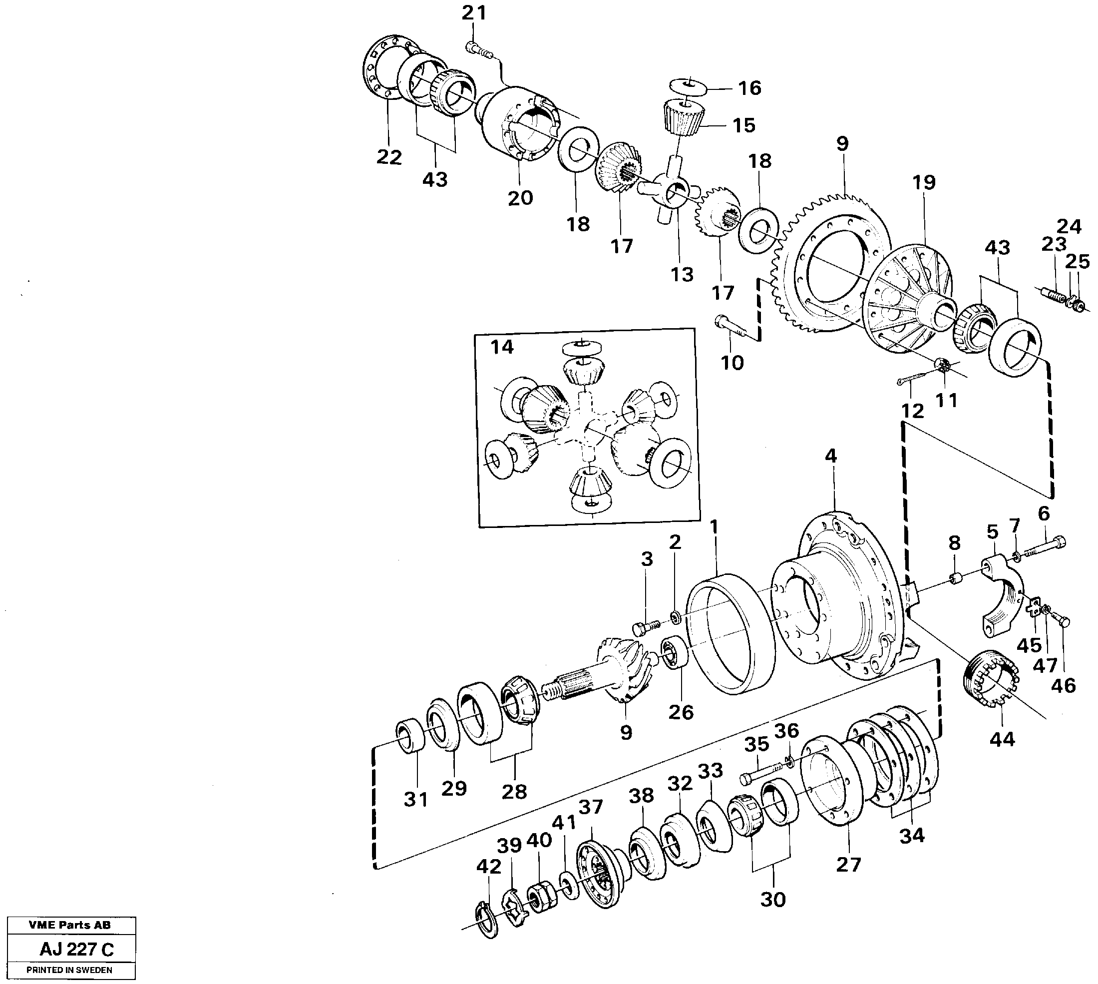 Final gear, rear Ah 53f, Ah 53h, Ah 60k — volvo parts diagram