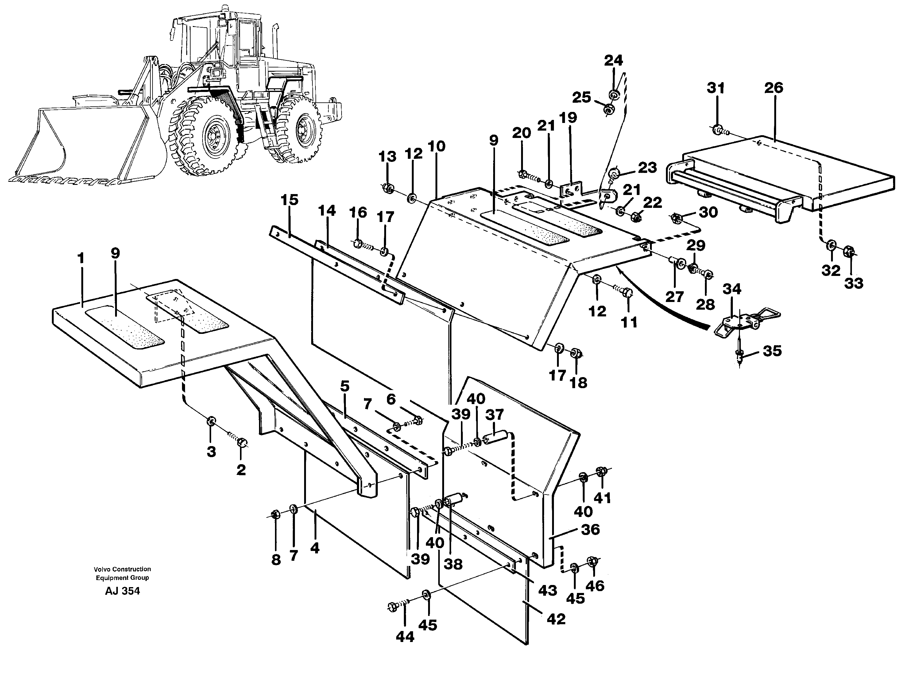 Mud guards  SER NO 9485 -, SER NO 61711 - USA — volvo parts diagram
