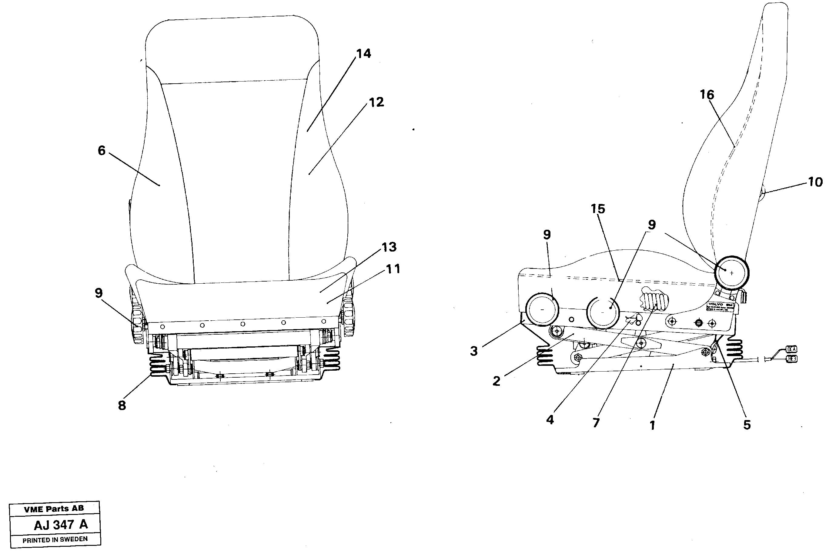 Operator's seat Be-ge  92379 — volvo parts diagram