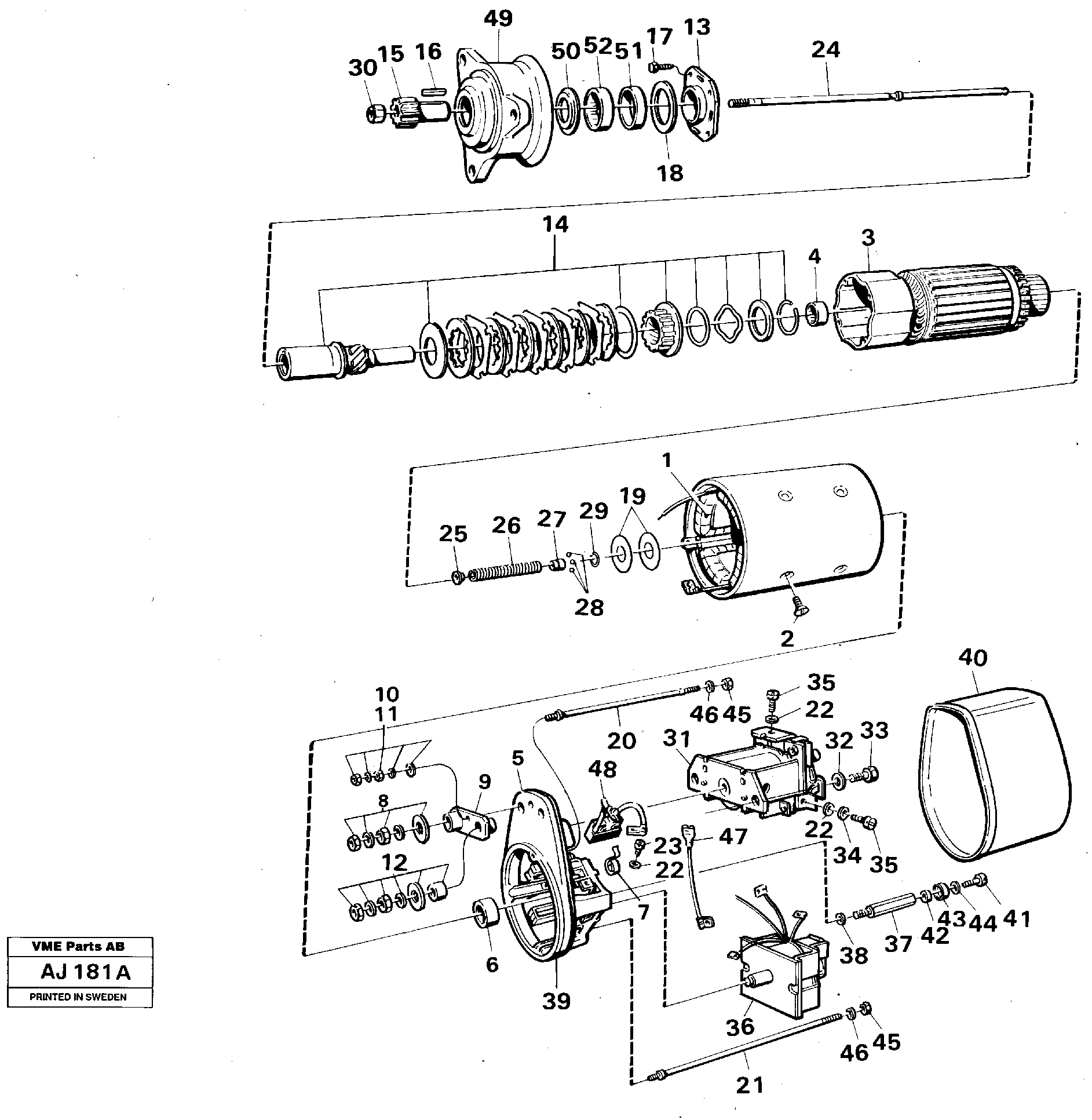 Starter motor — volvo parts diagram
