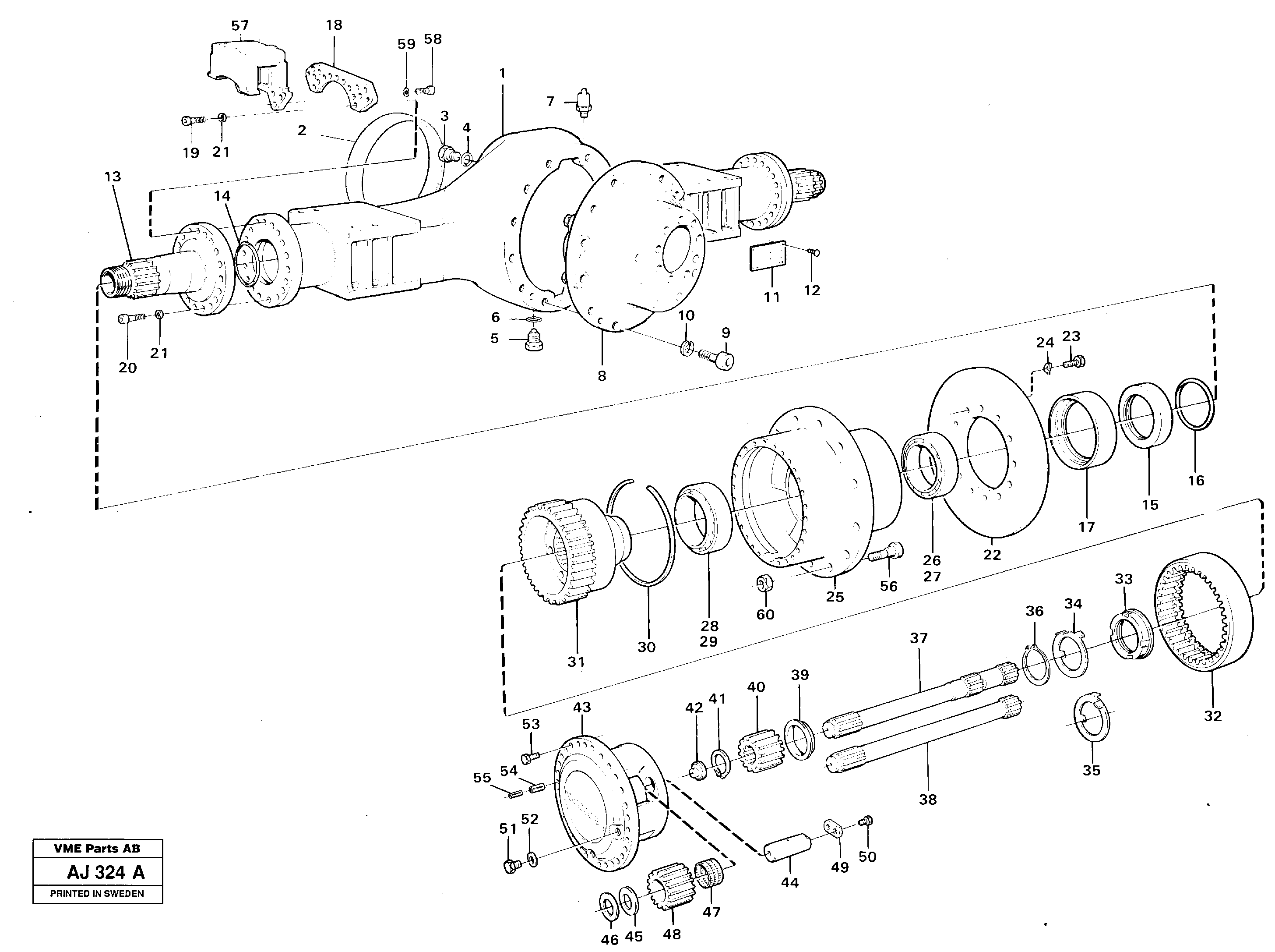Drive axle, rear Ah 60k  92327 — volvo parts diagram