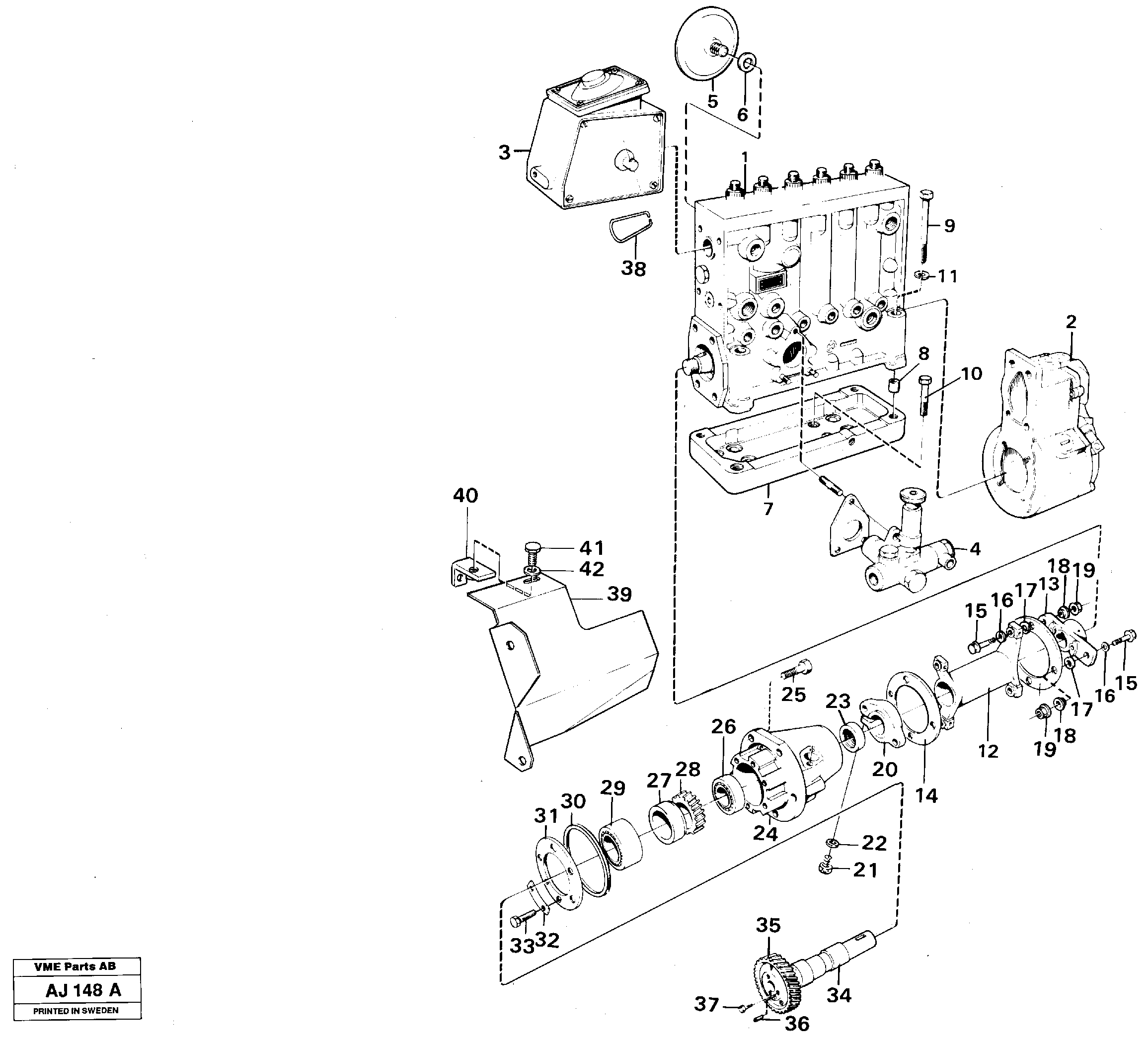 Injection pump with drive  TD 71G, 92005 TD 73KBE — volvo parts diagram