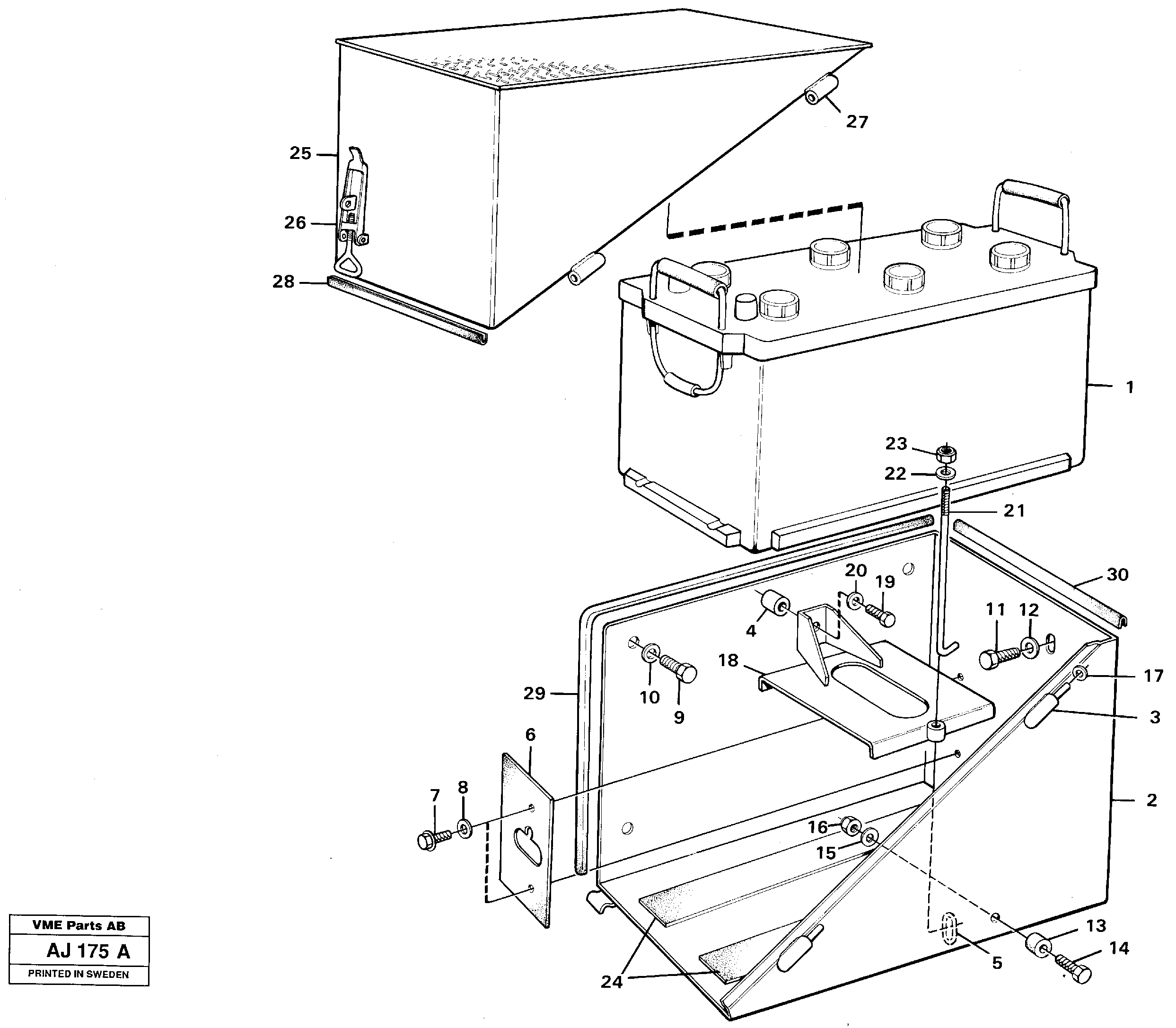 Battery box, assembly — volvo parts diagram