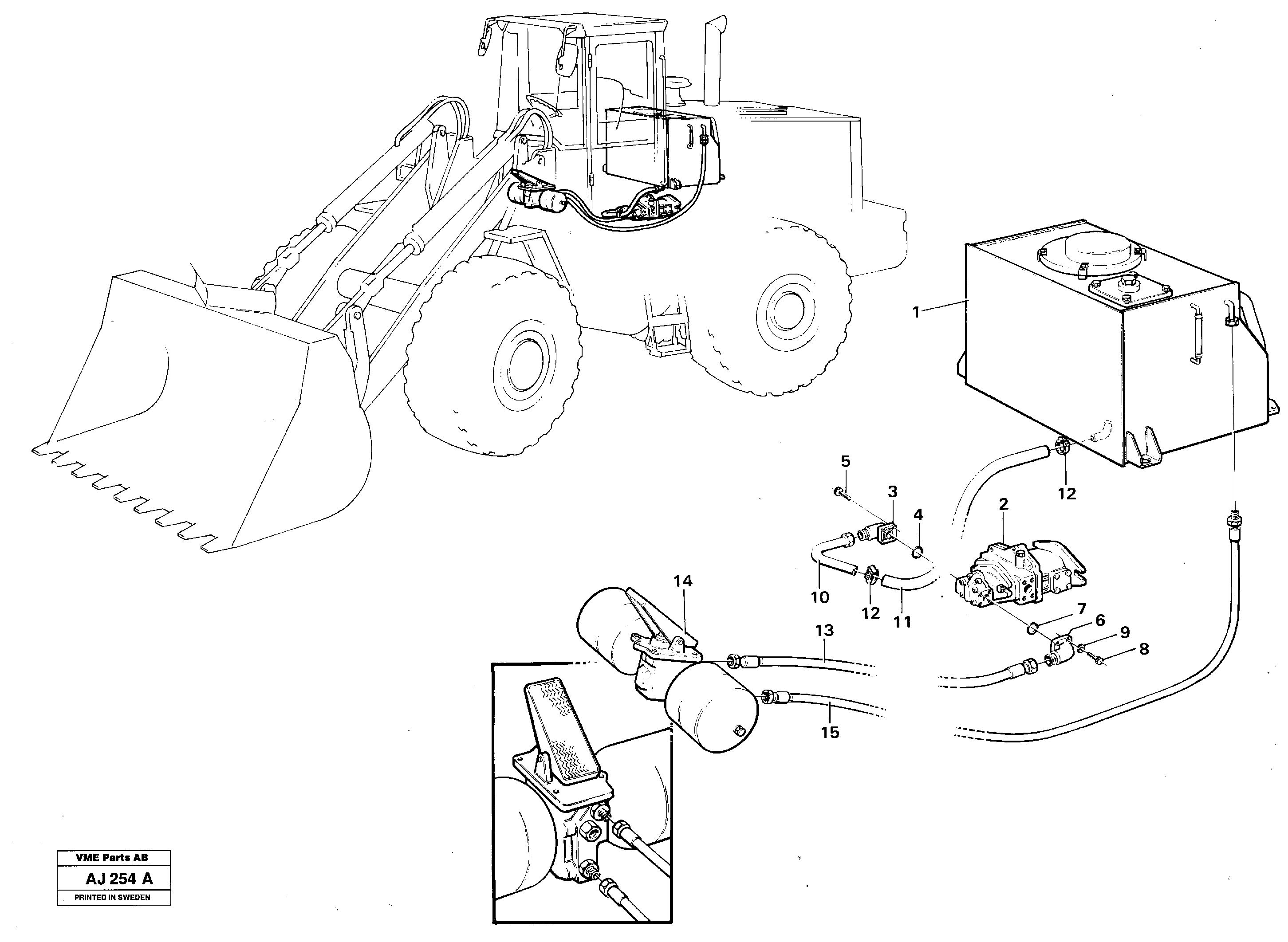 Brake hoses: Tank - pump - footbrake valve  Ser No - 8249. — volvo parts diagram