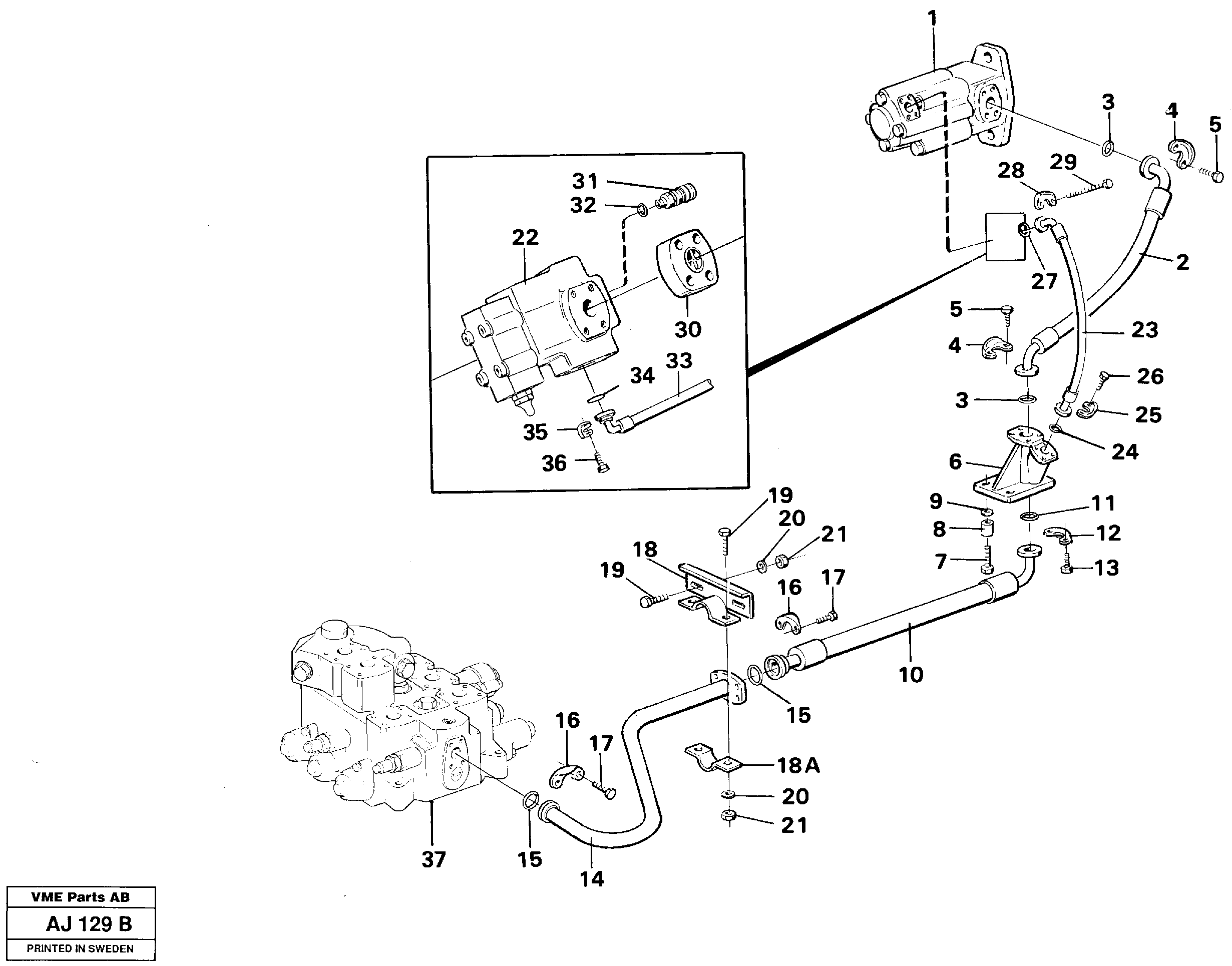 Hydraulic system: Feed line — volvo parts diagram