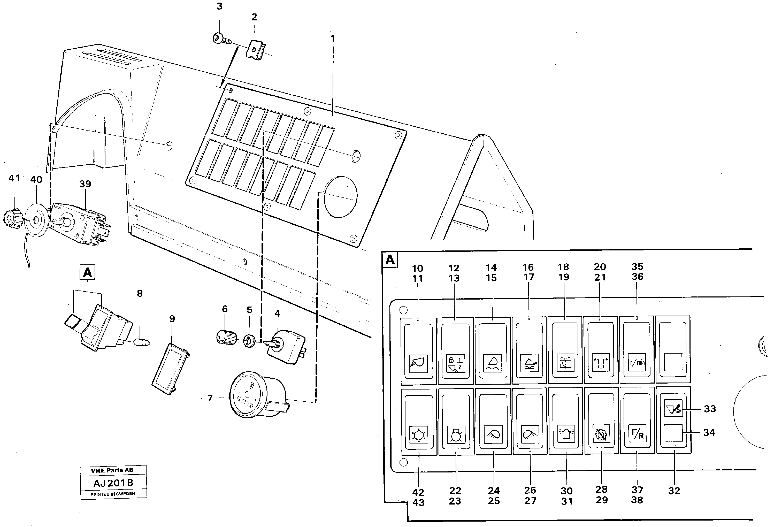 Switch panel — volvo parts diagram