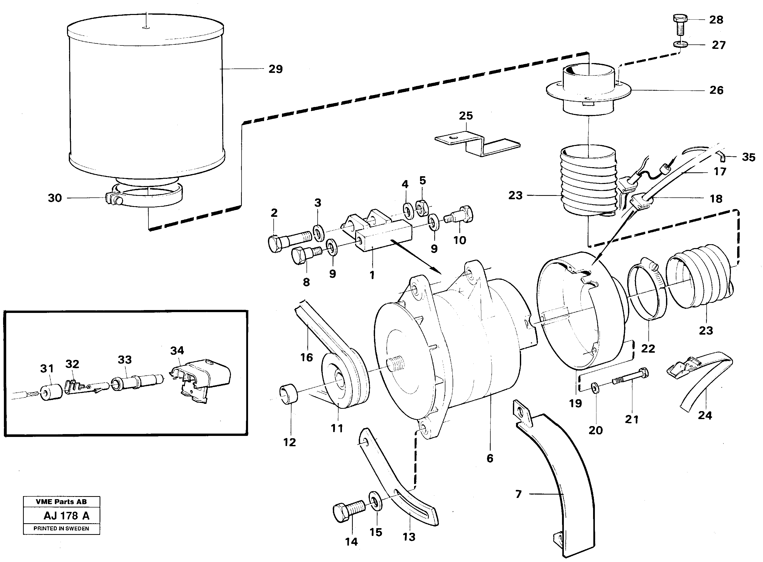 Brushles alternator 50a  91956 — volvo parts diagram