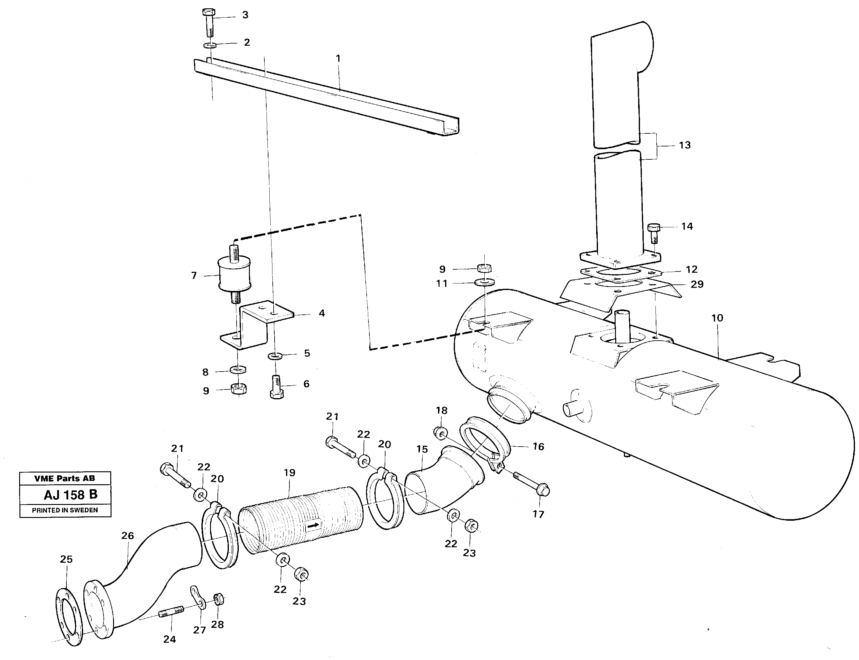 Exhaust system — volvo parts diagram
