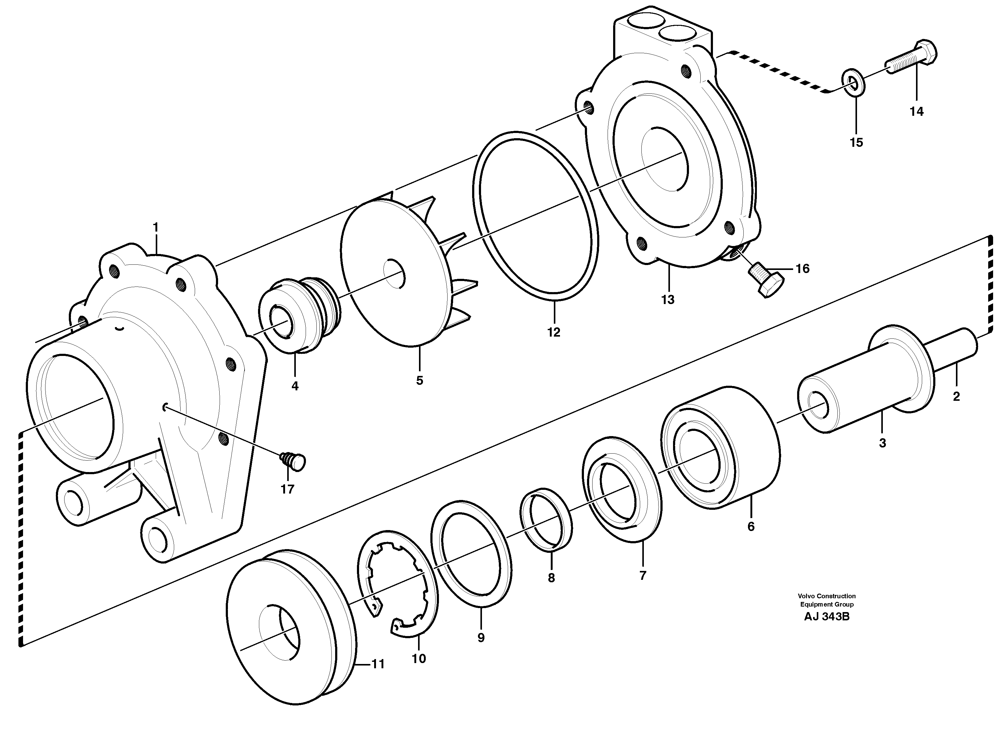 Water pump  TD 73KBE, 92005, ENG 62891 - — volvo parts diagram