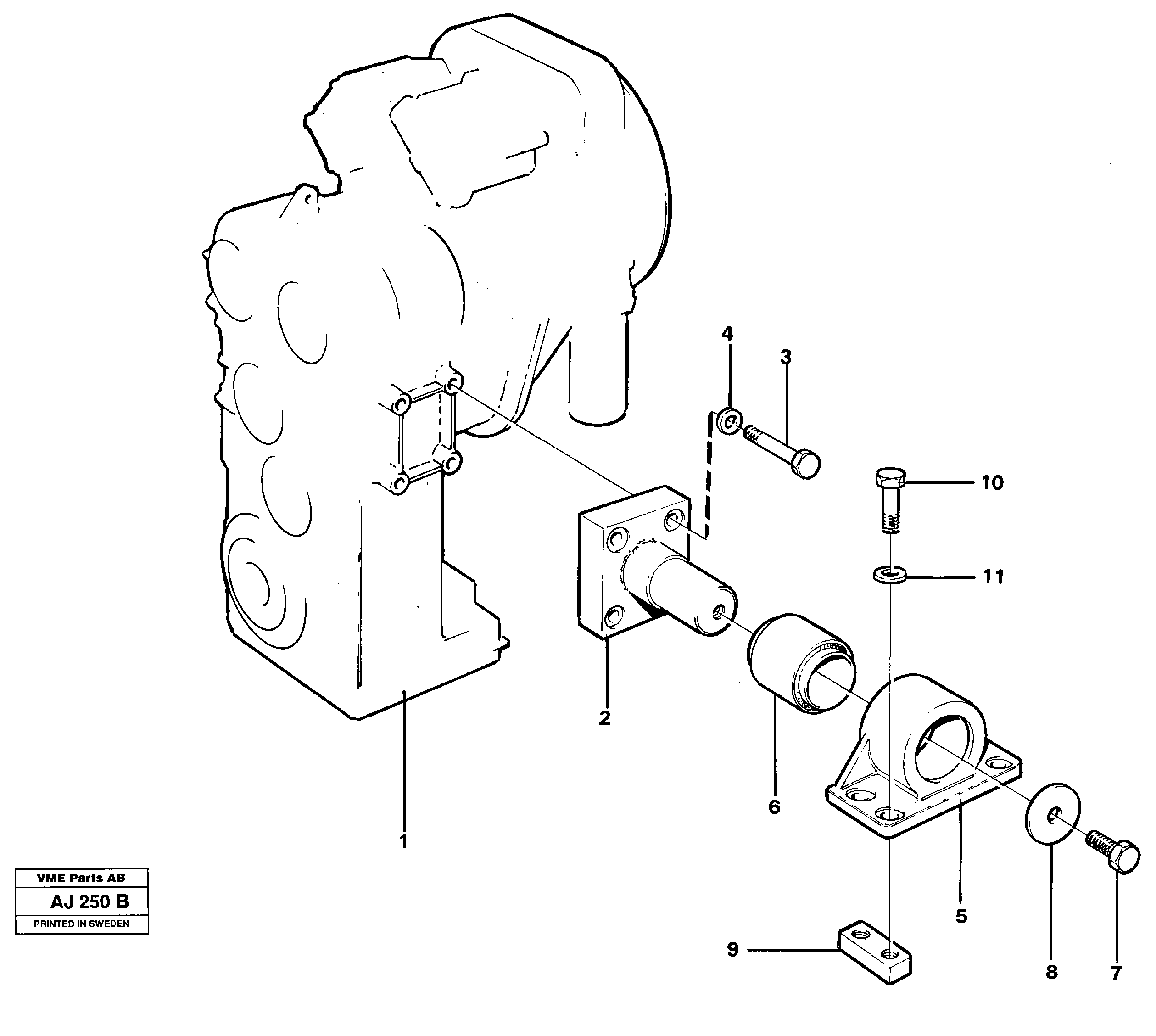 Gear box housing with fitting parts — volvo parts diagram