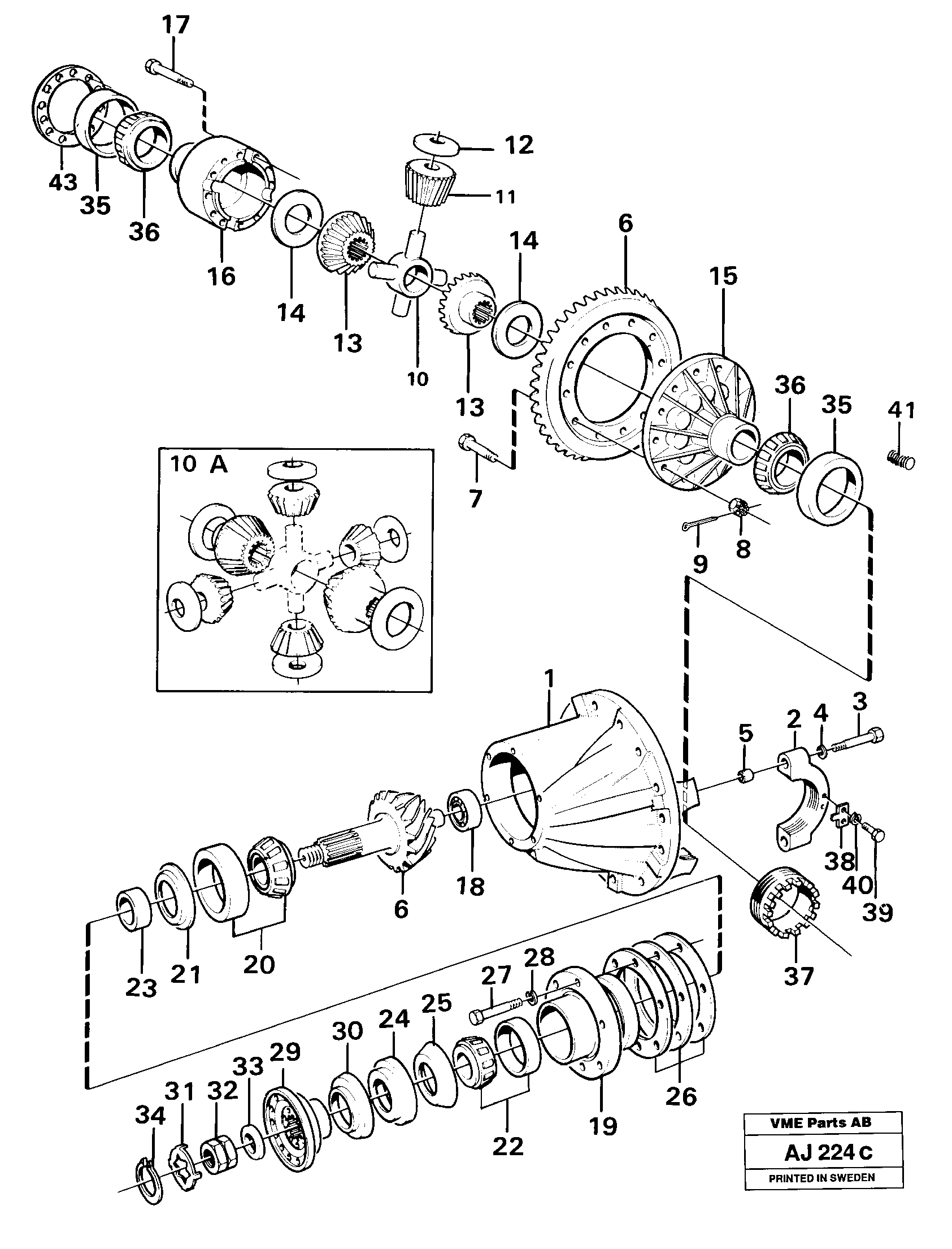 Final gear front  AH 60 I, AH 65 B — volvo parts diagram