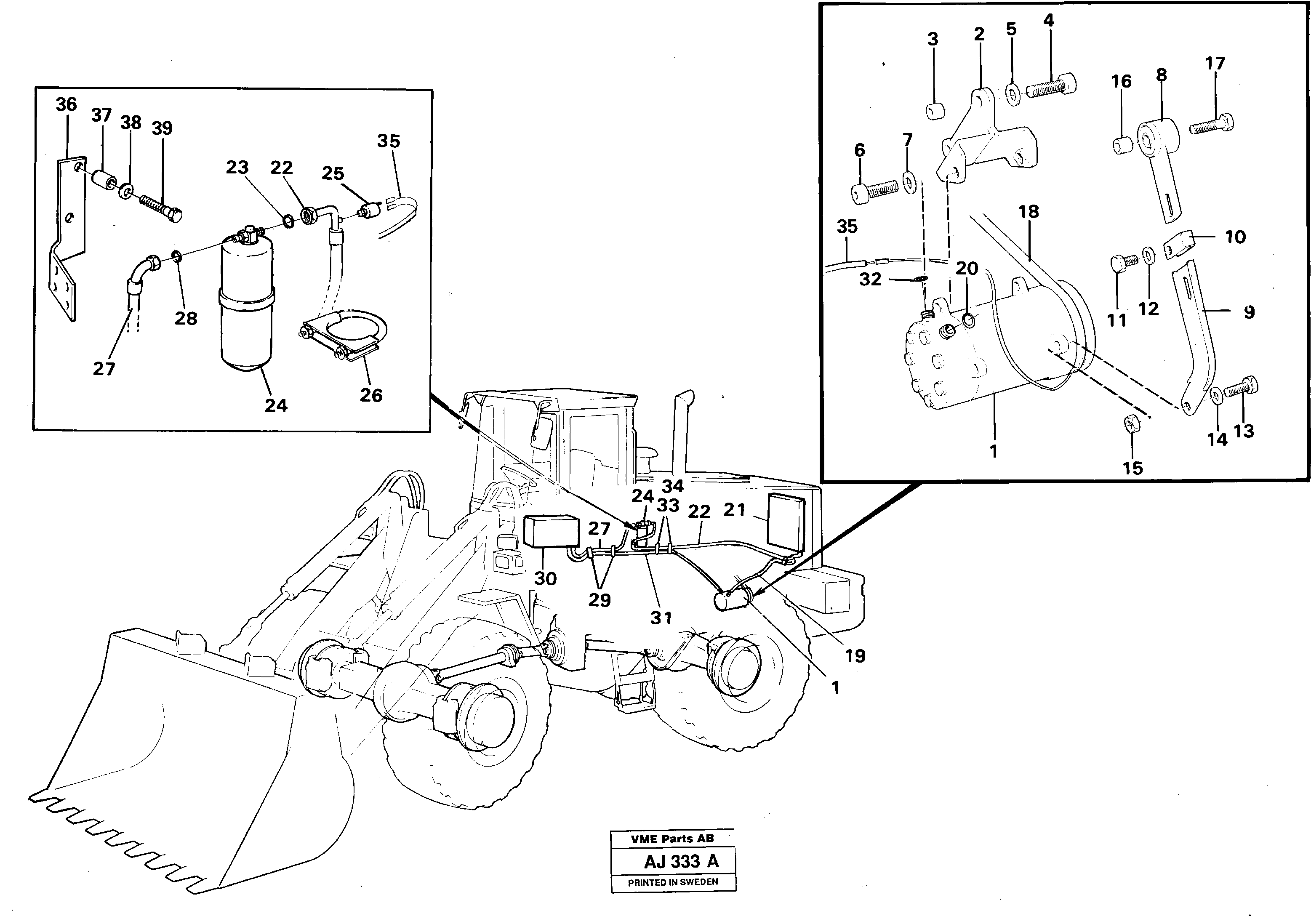 Compressor for cooling agent R134a with fitting parts.  92245 — volvo parts diagram