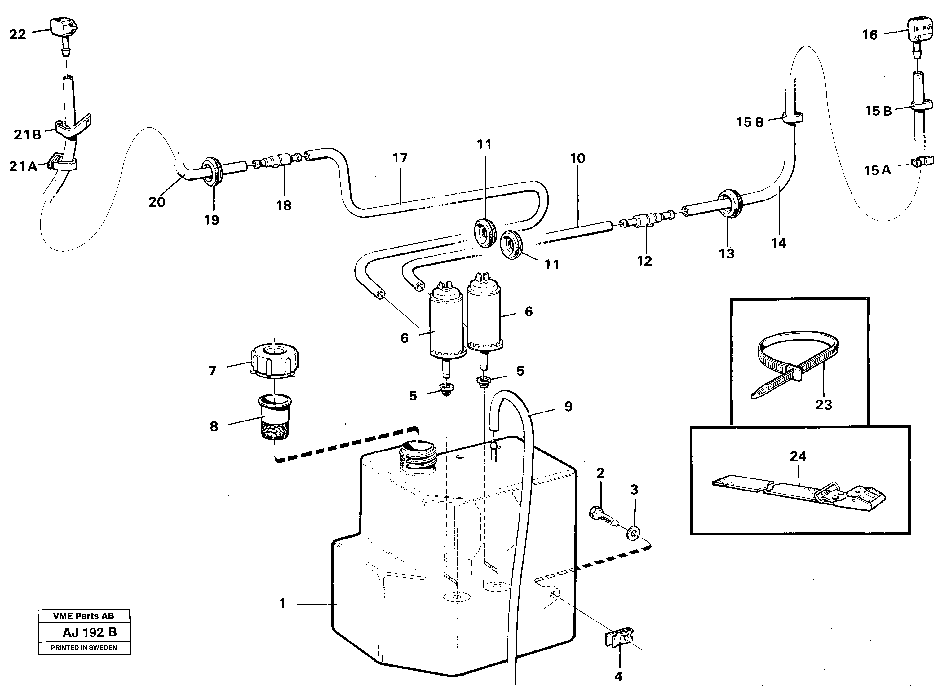 Windshield washer  Std. 91858 — volvo parts diagram