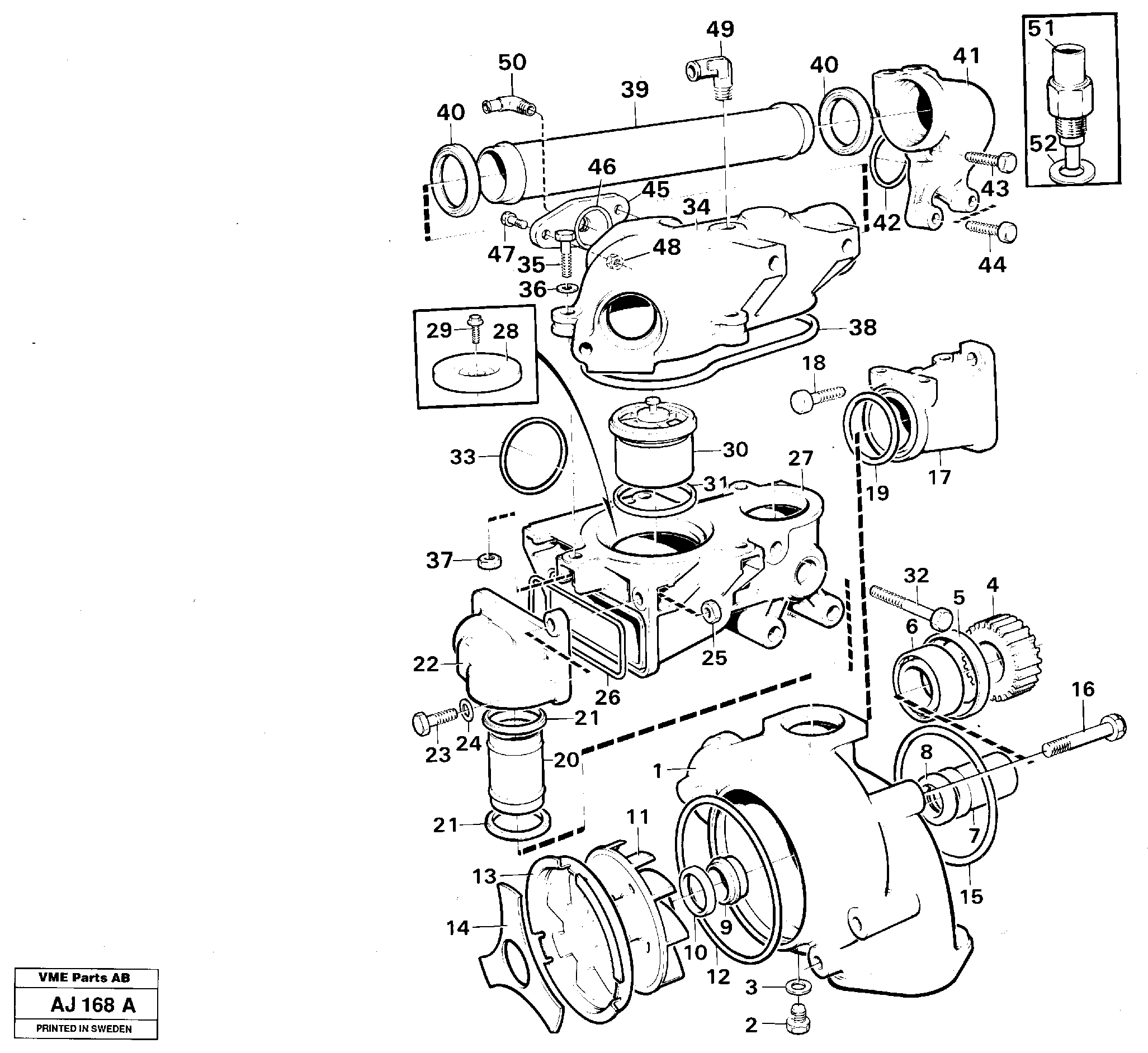 Water pump and thermostat housing — volvo parts diagram