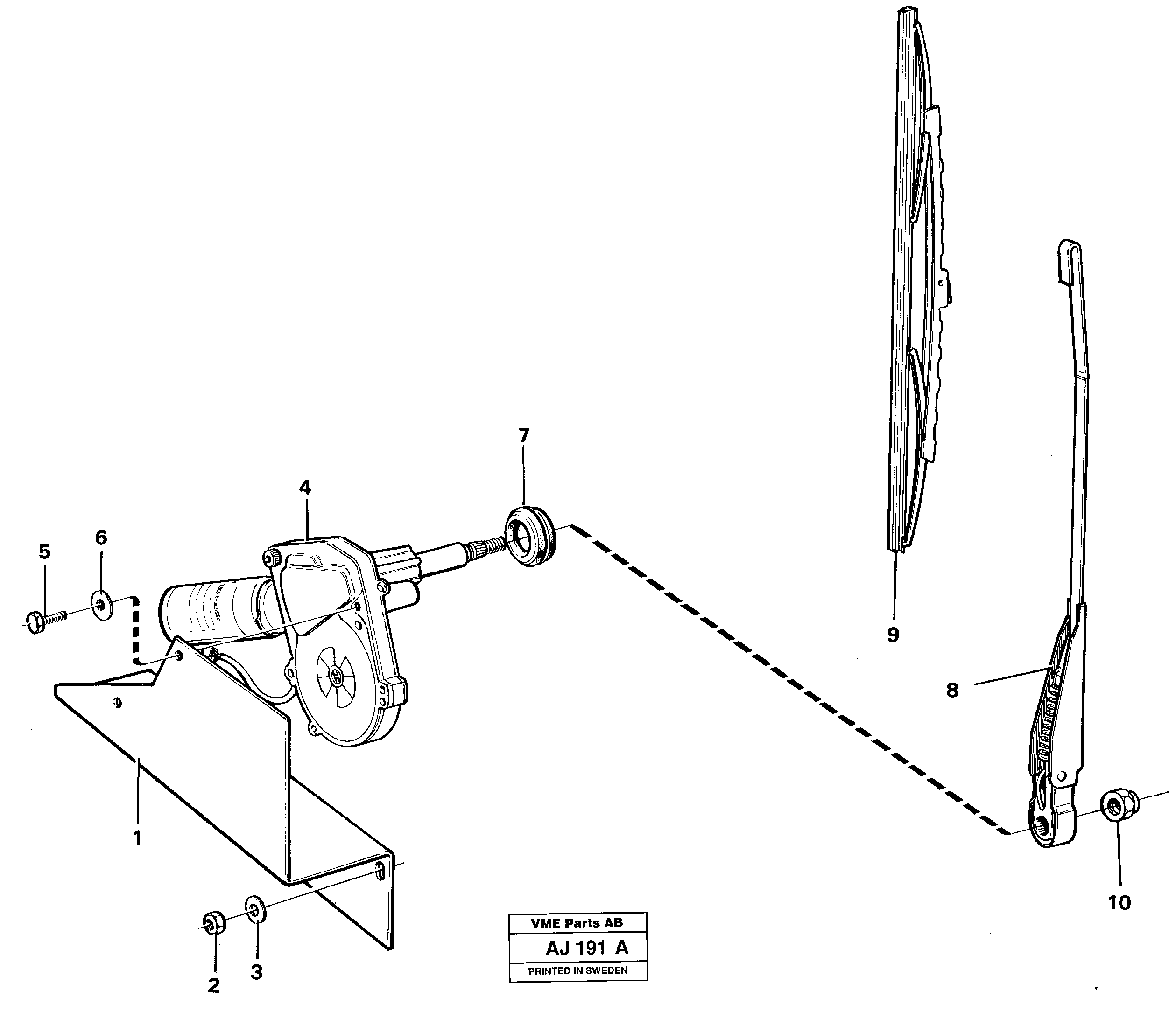 Windshield wiper, rear — volvo parts diagram