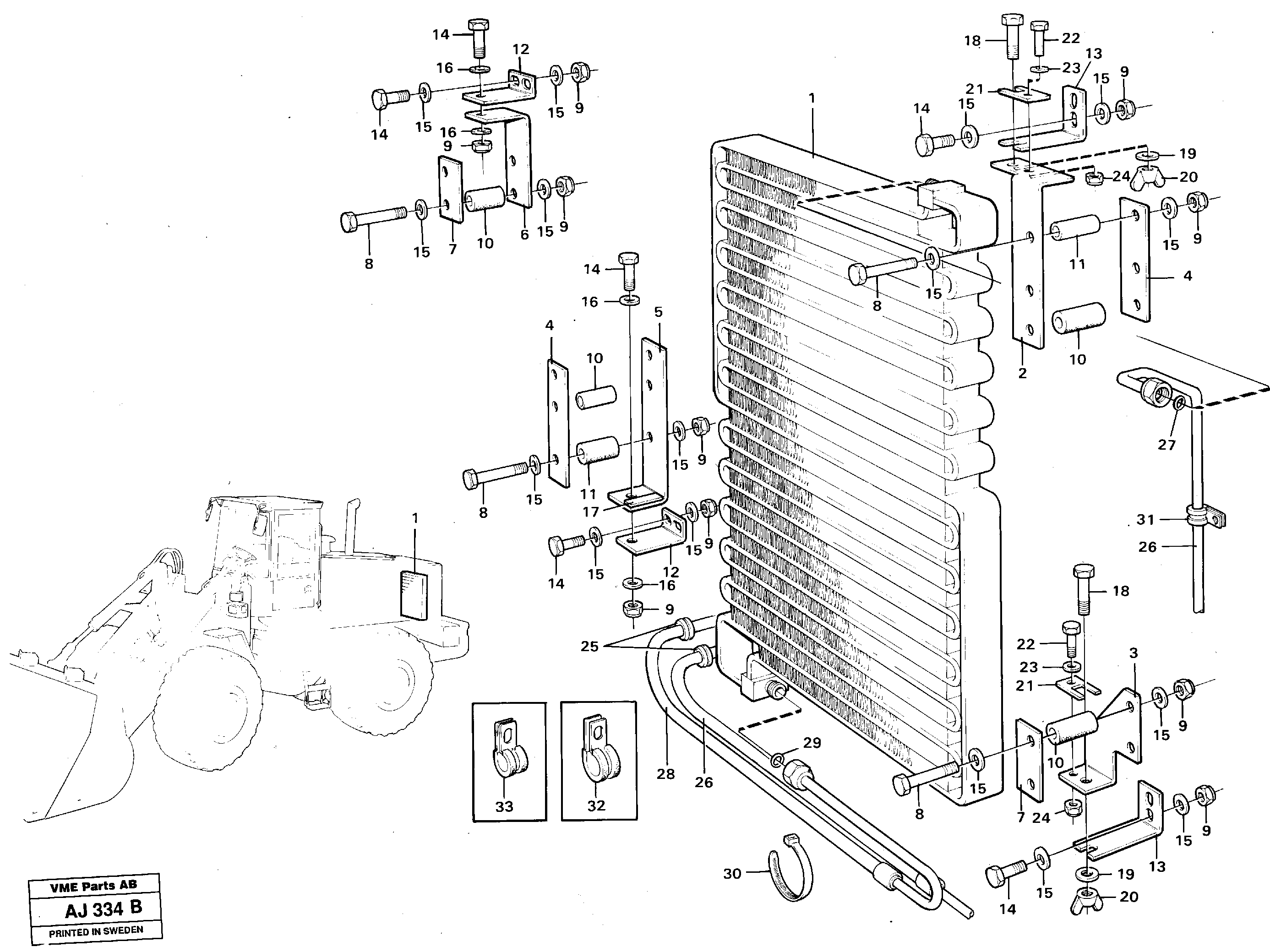 Condenser for cooling agent R134a with fitting parts.  92245 — volvo parts diagram