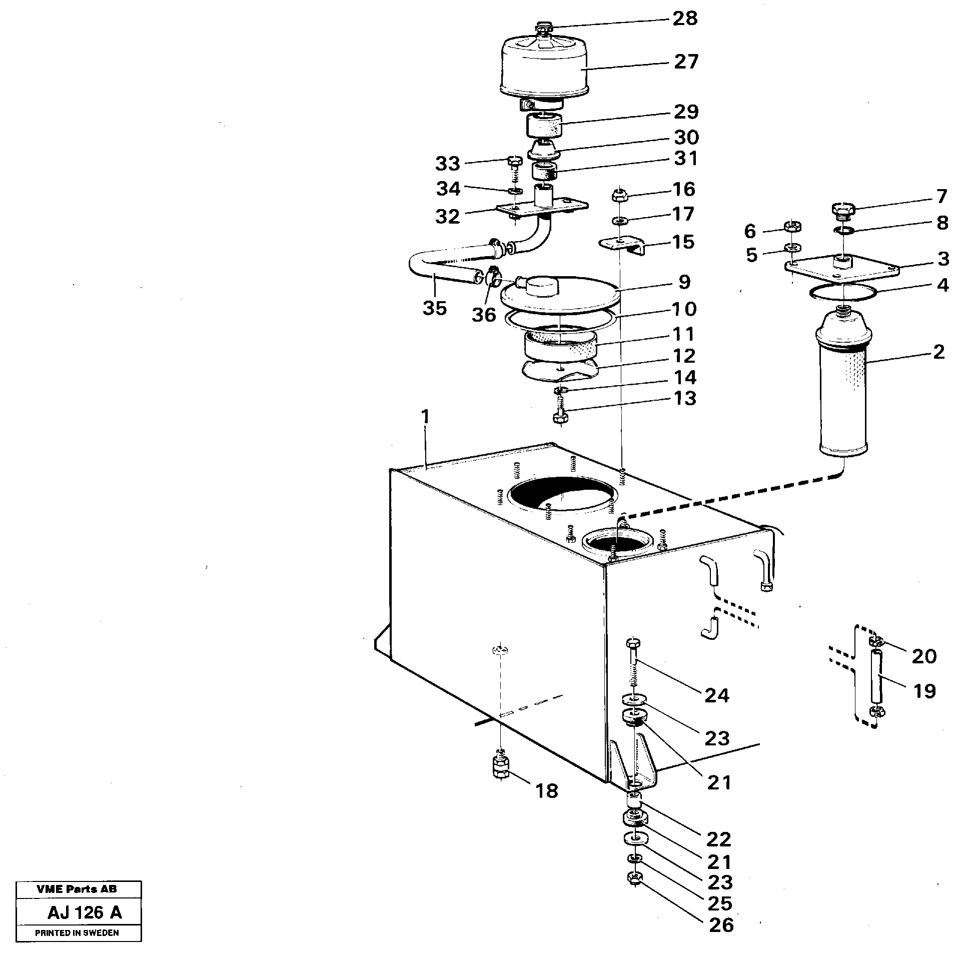 Hydraulic tank — volvo parts diagram