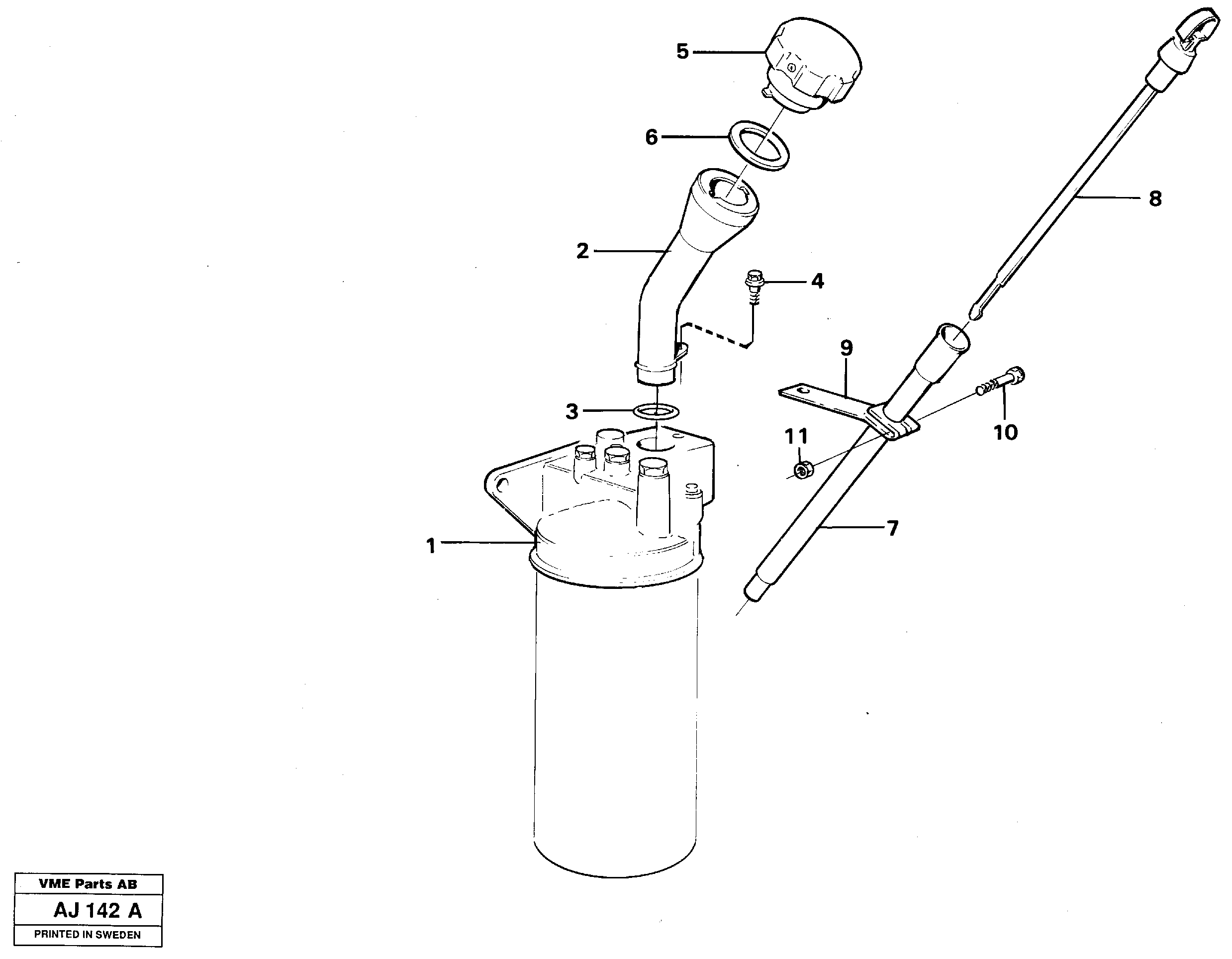 Oil filler and dipstick — volvo parts diagram