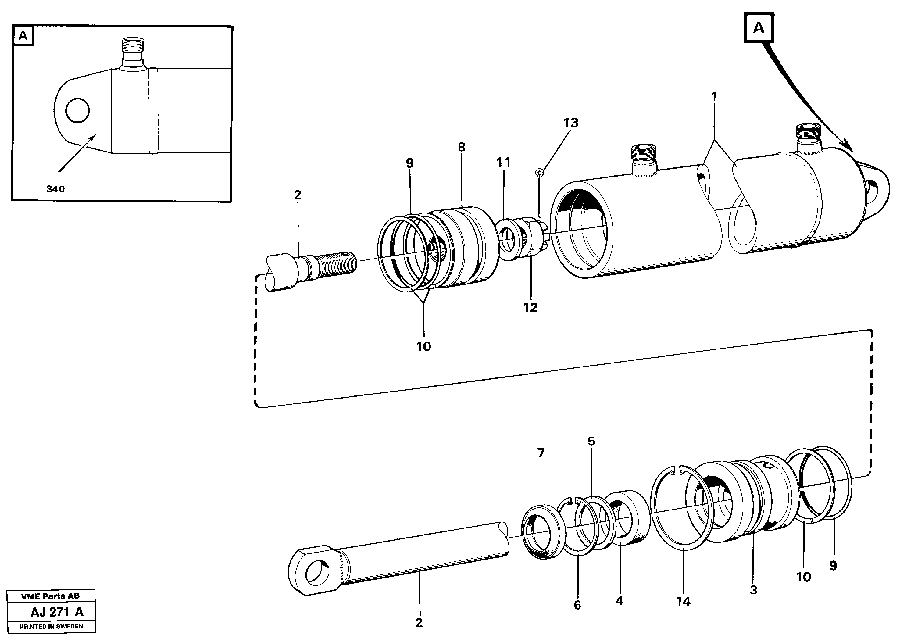 Hydraulic cylinder — volvo parts diagram
