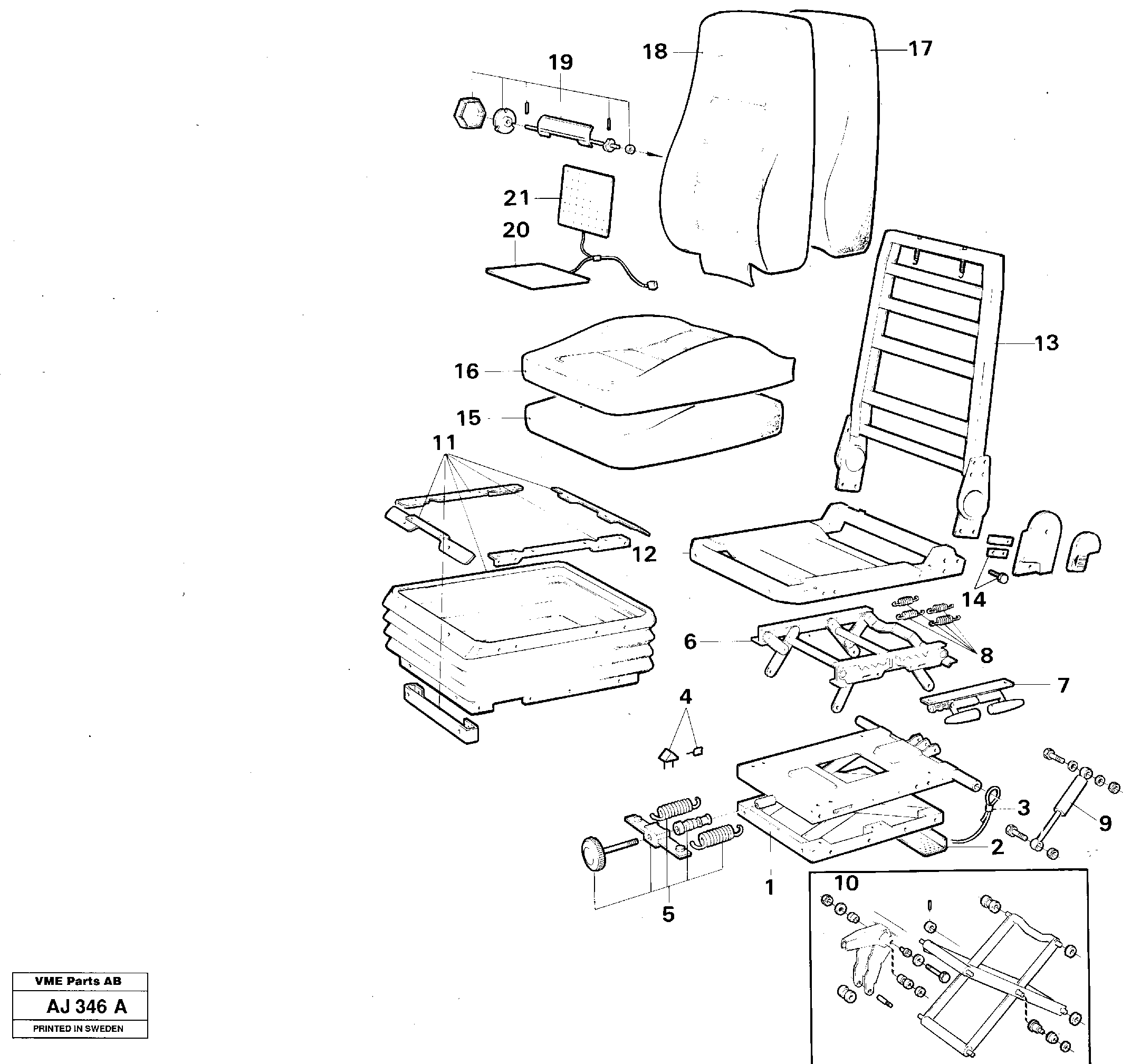 Operator's seat Kab  92381 — volvo parts diagram