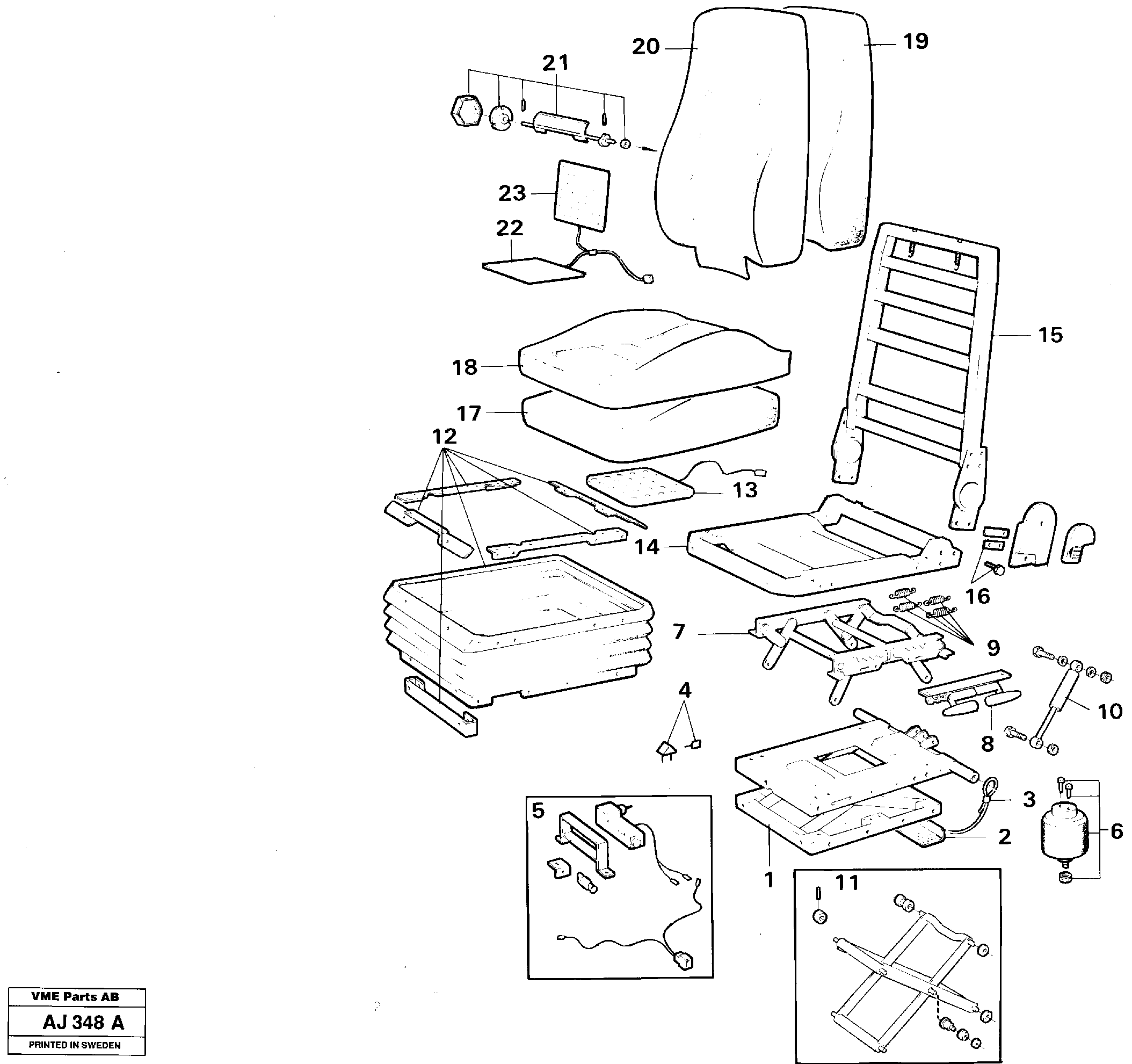 Operator's seat, Air suspensioned Kab  92382 — volvo parts diagram