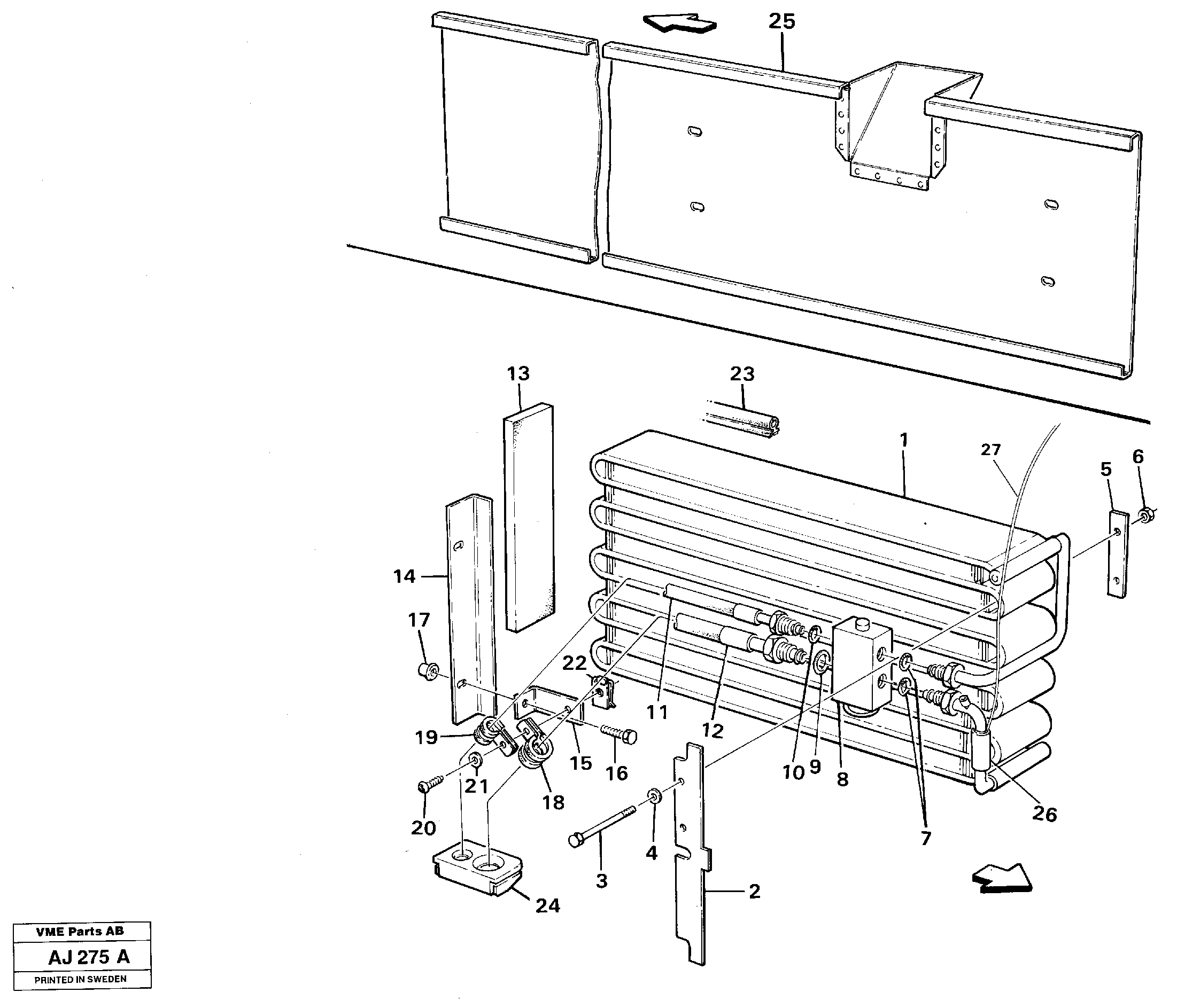 Evaporator with fitting parts. Cooling agent R12  91874 — volvo parts diagram