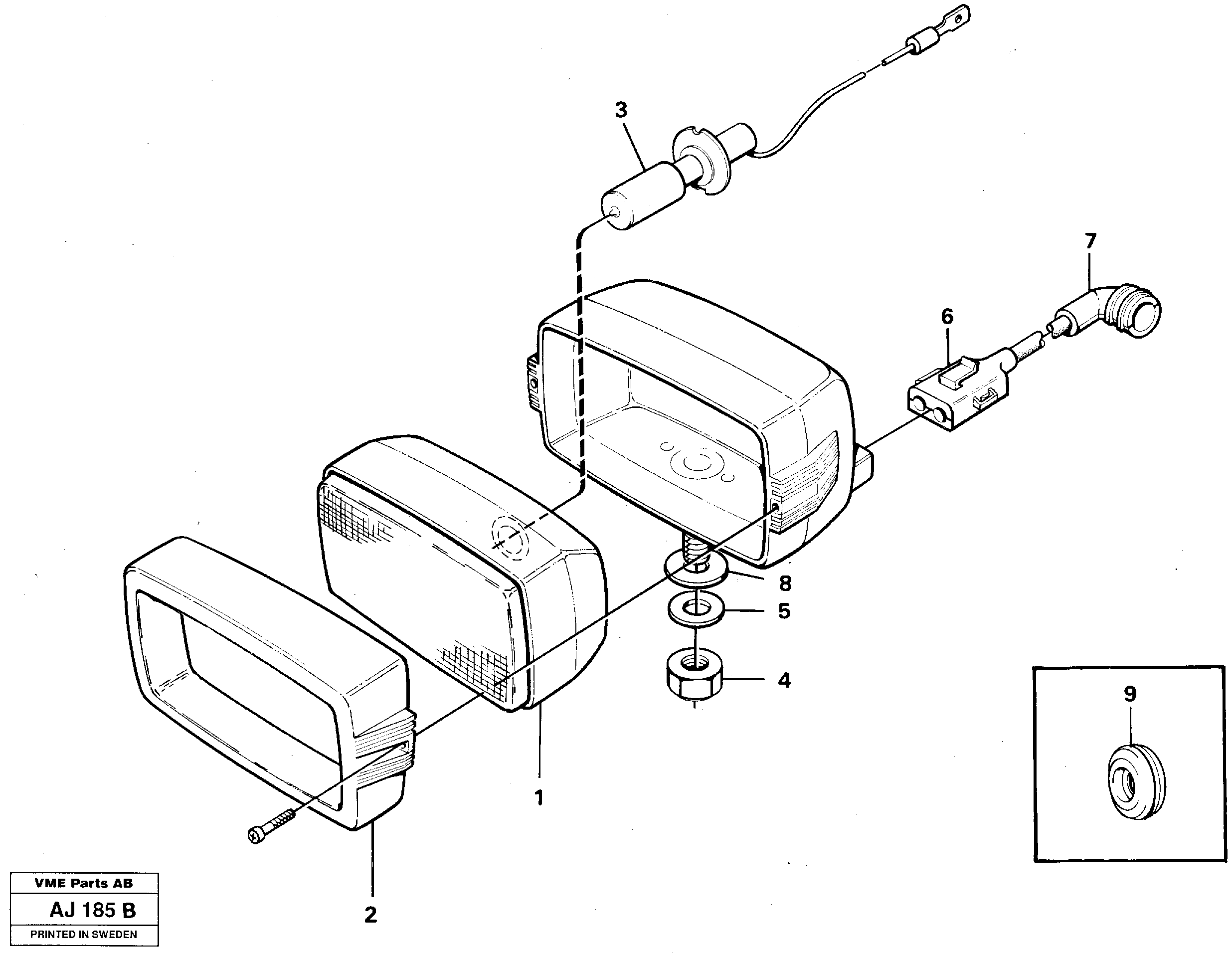 Work lights, front  91847 — volvo parts diagram
