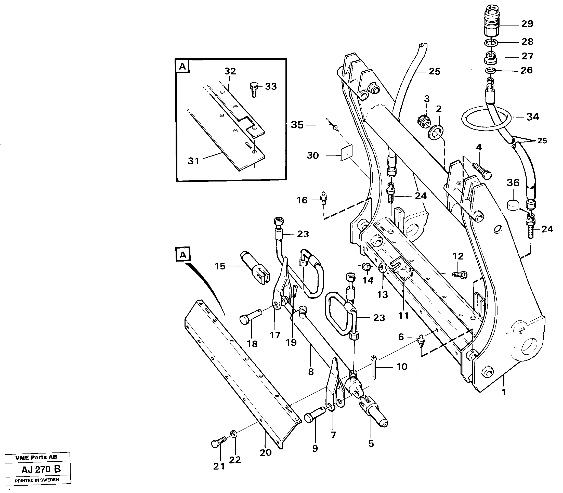 Hydraulic attachment bracket  90423, 91541 — volvo parts diagram