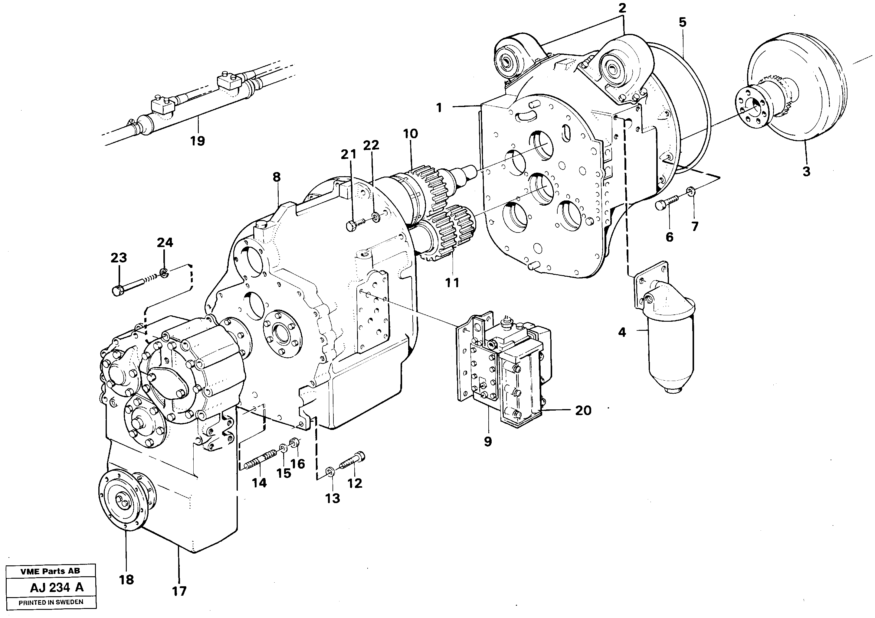 Hydraulic transmission with fitting parts — volvo parts diagram