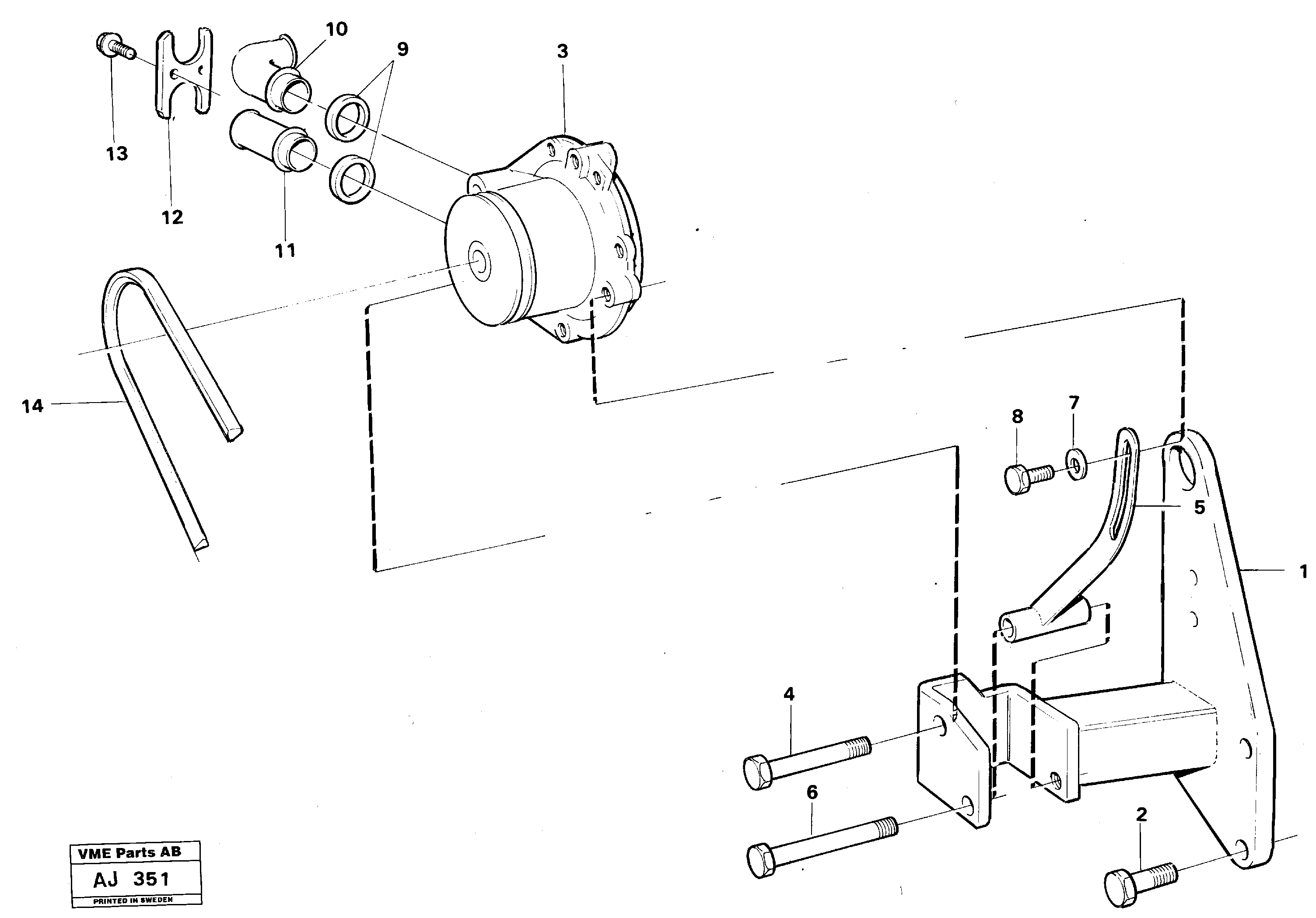 Waterpump, assembly  TD 73KBE, 92005. ENG 62891 - — volvo parts diagram