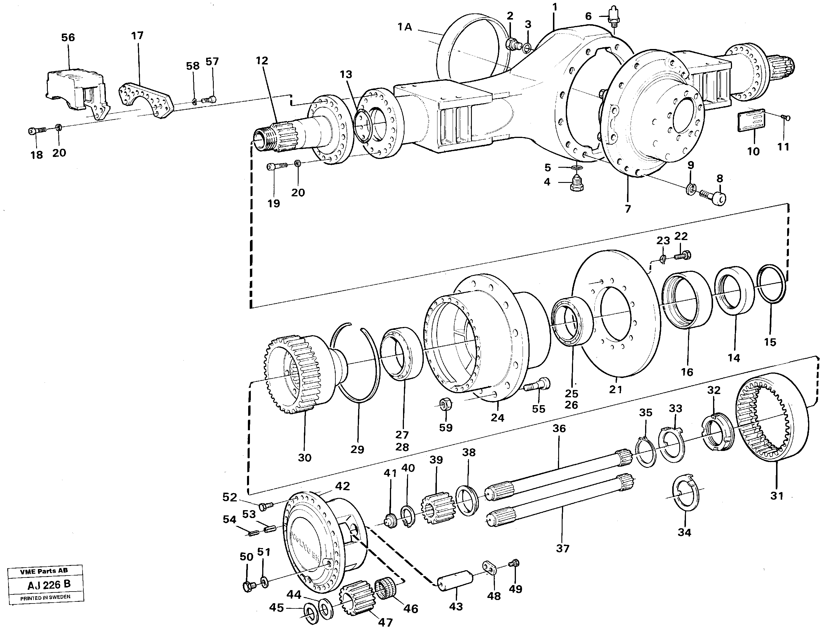 Drive axle, rear Ah 53f, Ah 53h — volvo parts diagram